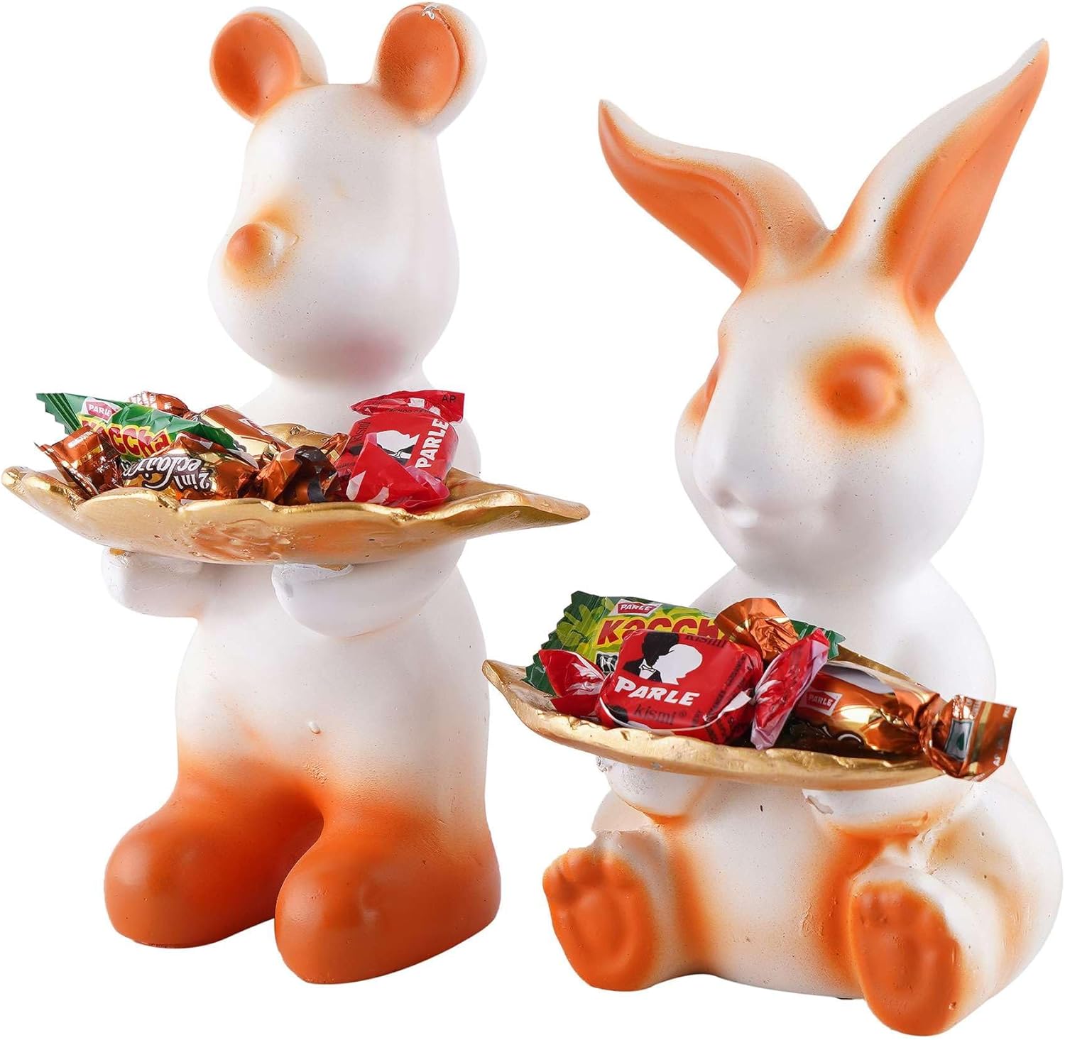 Seema Crafts Set of Two Decorative White Rabbit Statues