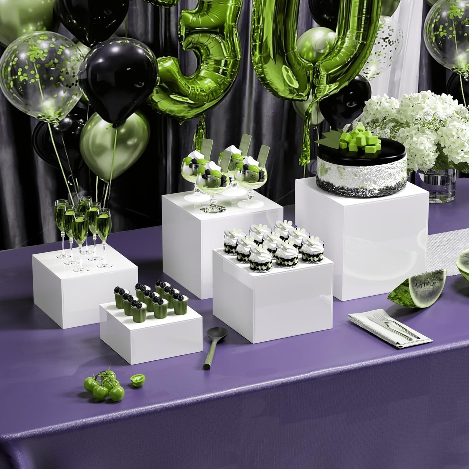 Extra Large White Acrylic Buffet Riser Set of 5