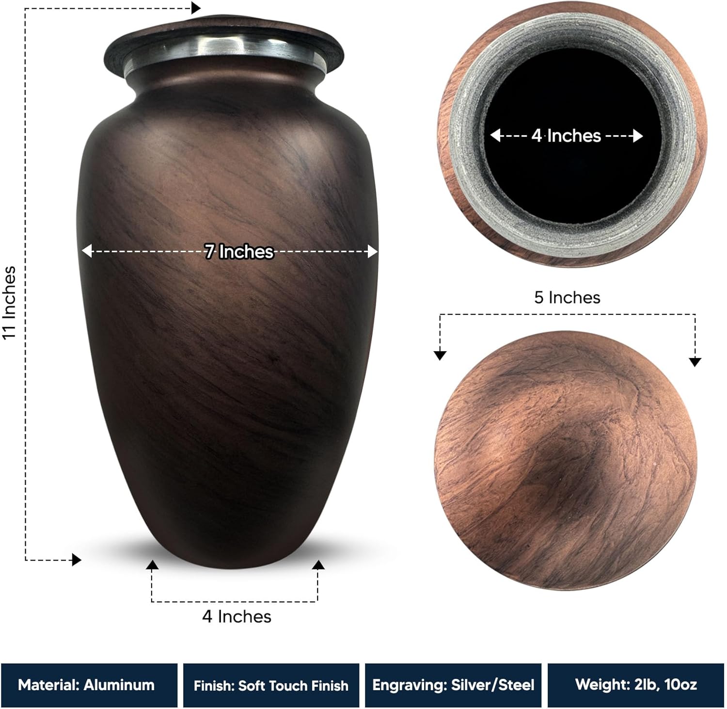 Custom Large Cremation Urn - Personalized with Name and Headstone Shape