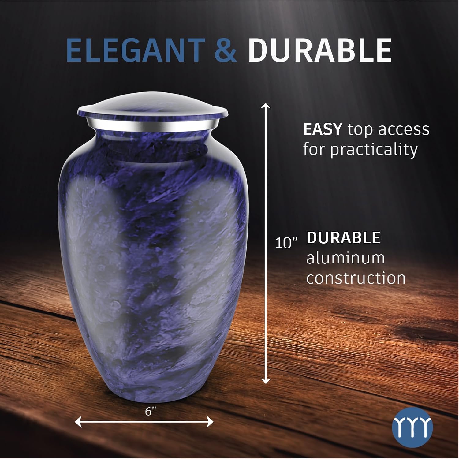 Modern Memorials Cremation Urn - Purple Marble Finish