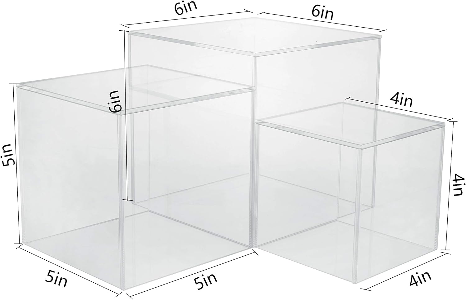 Red Co Clear Acrylic Cube Display Riser Stands 3-Pack