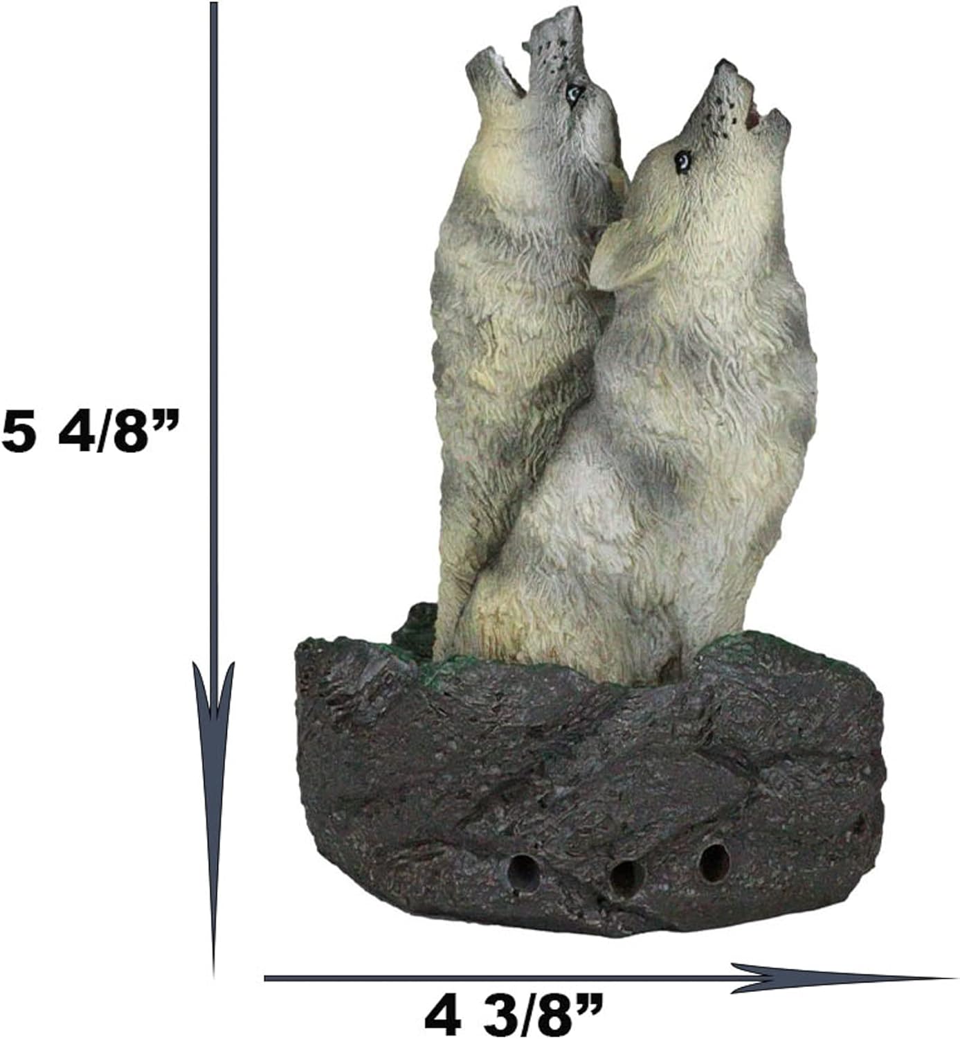 Ebros Howling Twin Gray Wolves Incense Burner Figurine