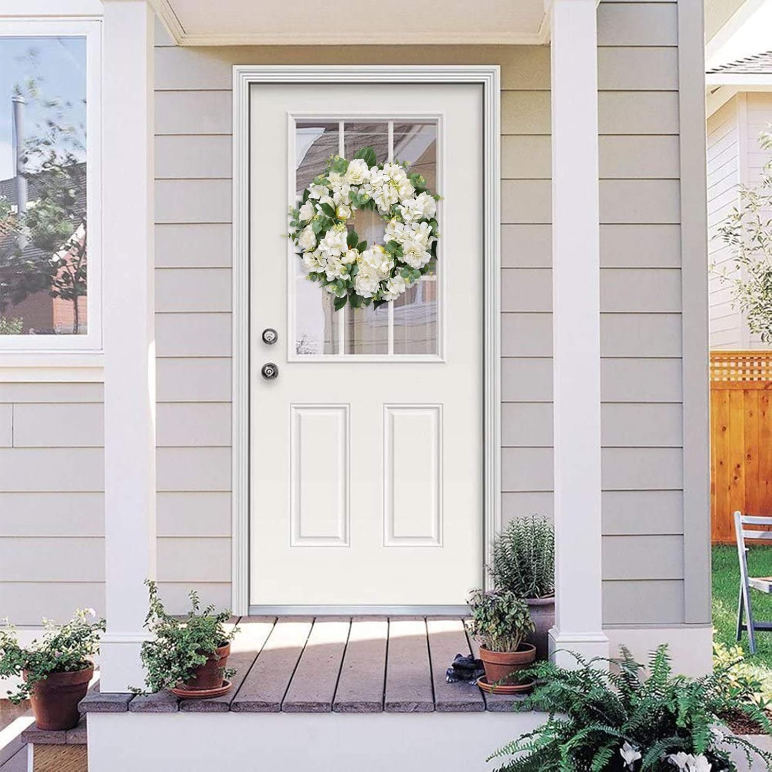 I-GURU Seasonal Door Wreath with Hydrangeas and Peonies