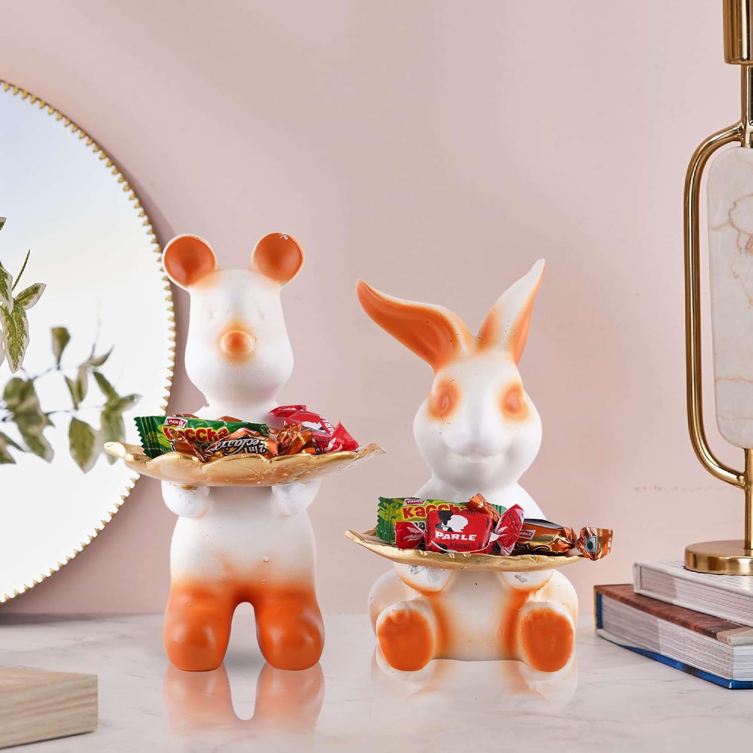 Seema Crafts Set of Two Decorative White Rabbit Statues