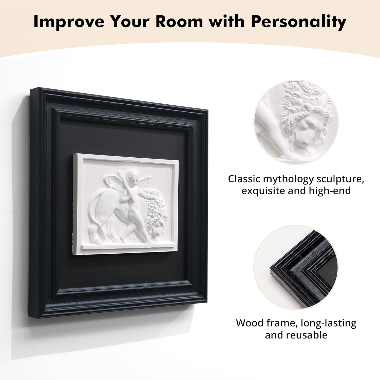 Folkor Life Wall Art Sculpture Classic Cupid Arrow with Black Frame