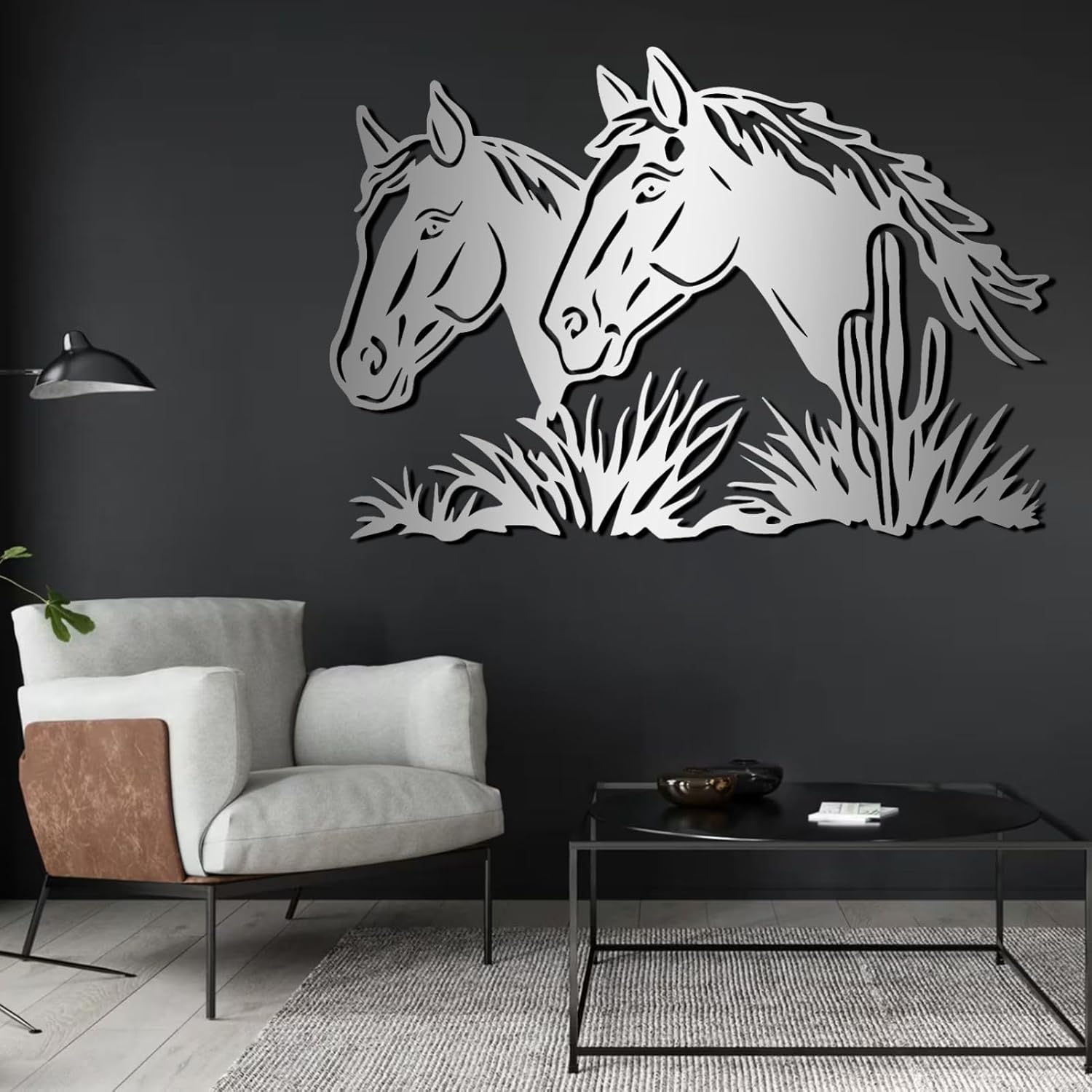 ENJOYOO Metal Horse Wall Art Sculpture 24x16in
