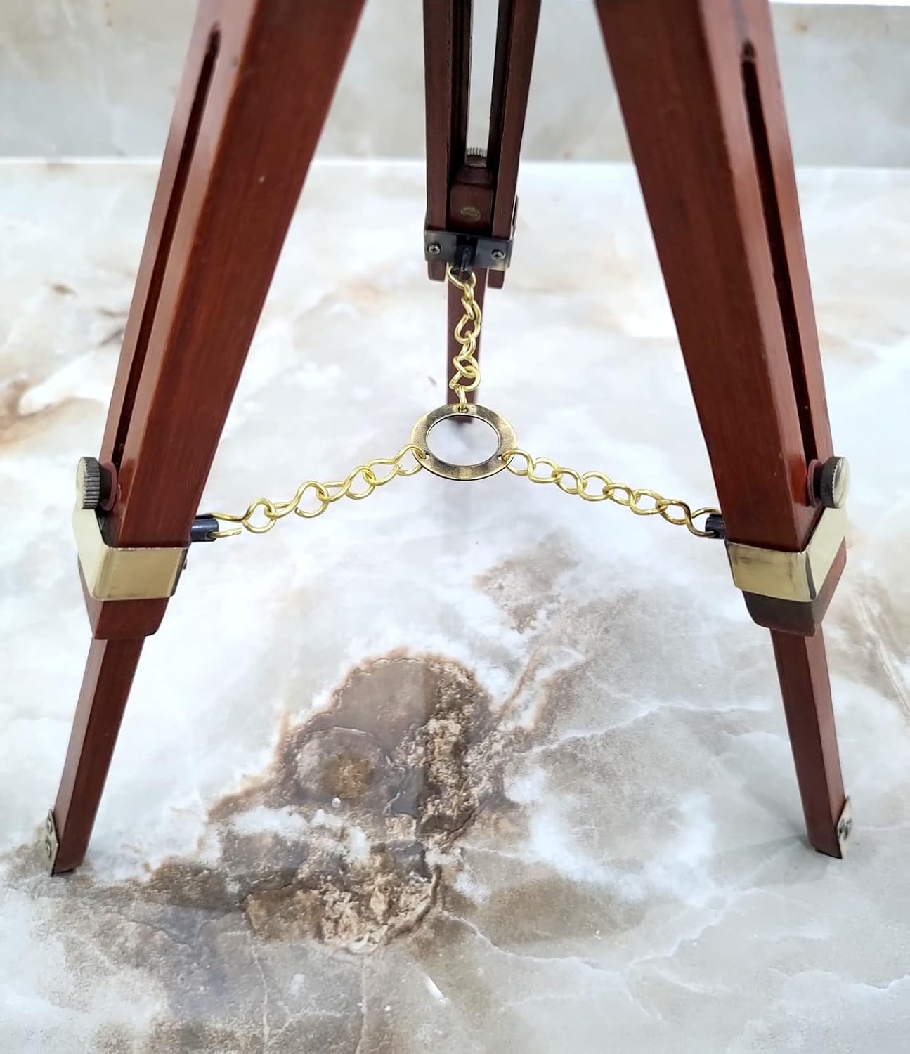 Golden Polish Maritime Brass Telescope with Adjustable Wooden Tripod Stand