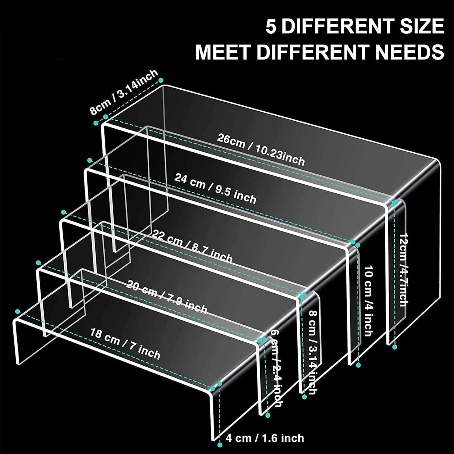 5Pcs Acrylic Risers Display Stands for Home Decor