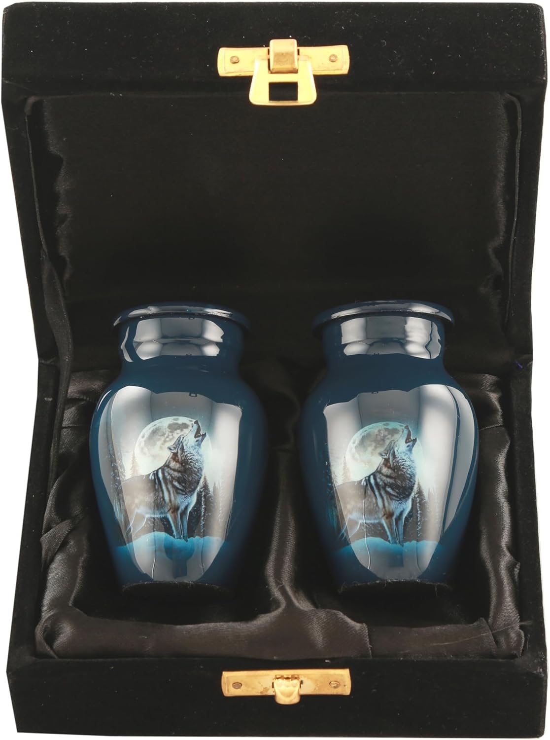 Midnight Wolves Mini Urn Set - 2 Cremation Urns for Ashes