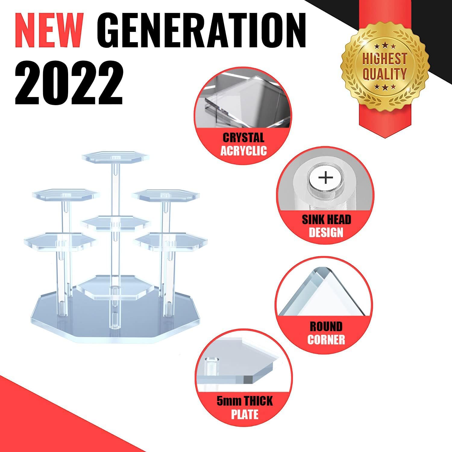 7-Tier Acrylic Display Stand for Collectibles and Jewelry
