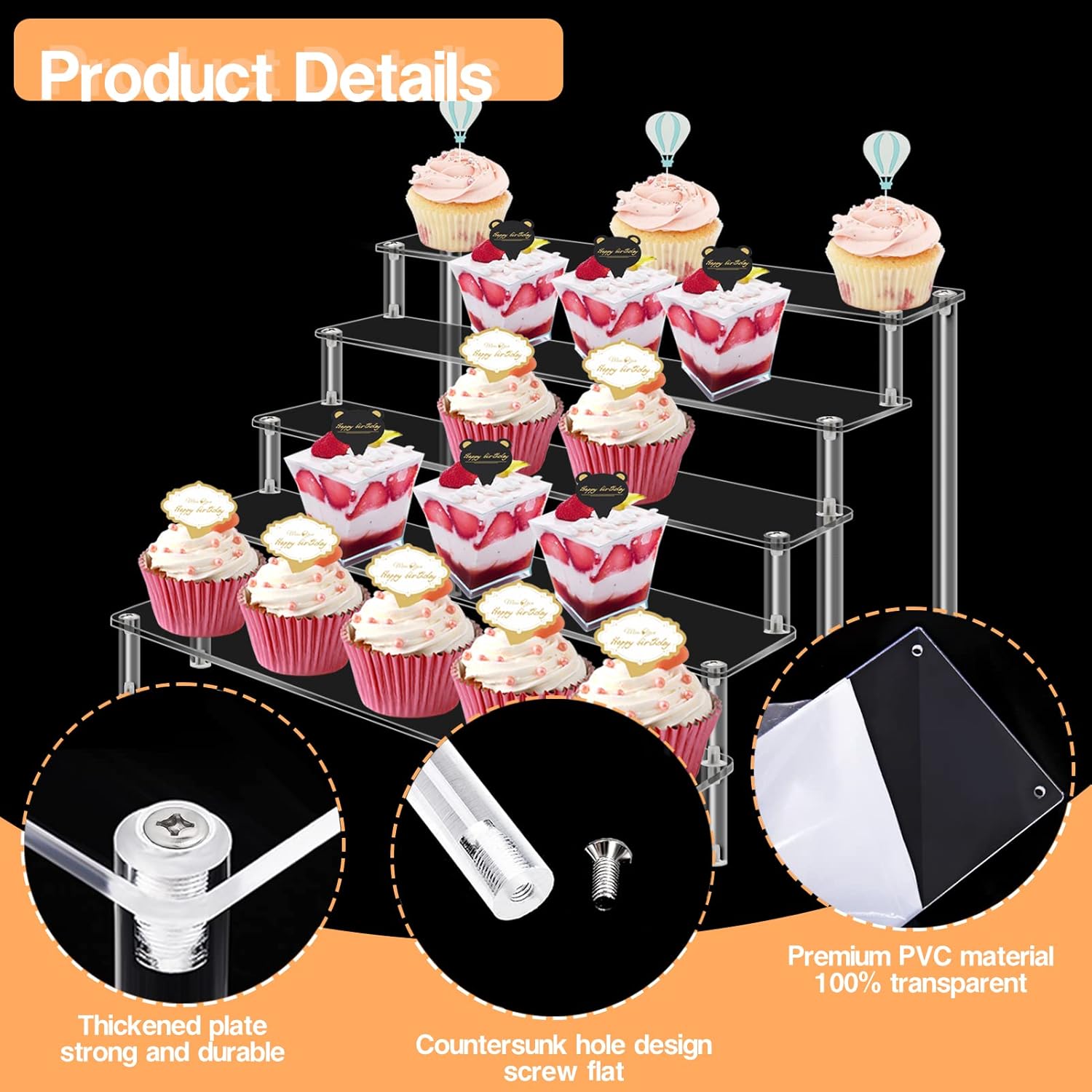 2Pcs 5 Tier Acrylic Risers Display Stand for Collectibles