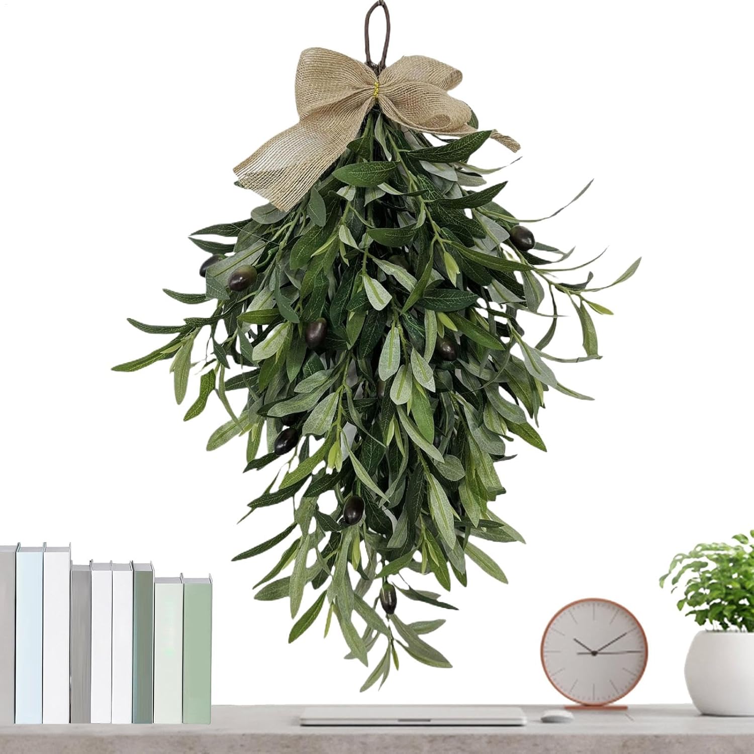 60cm Artificial Olive Teardrop Wreath Decor