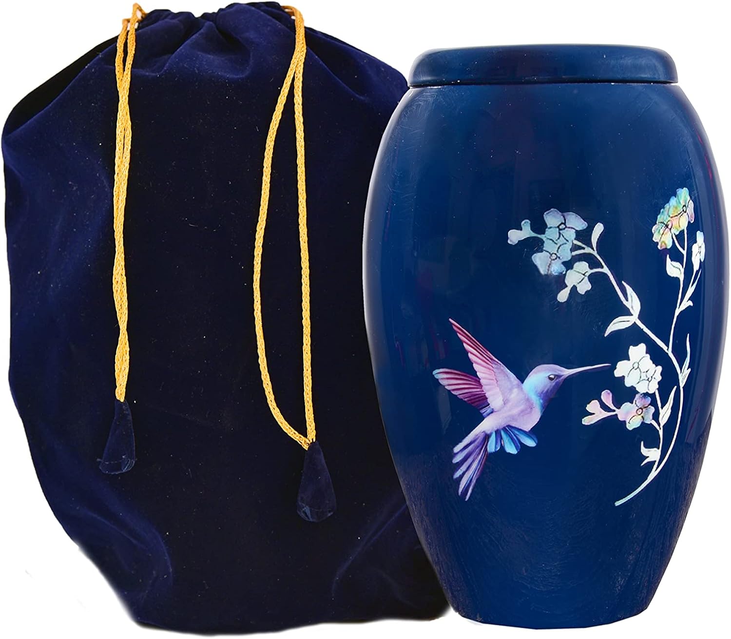 HLC Urns Blue Hummingbird Cremation Urn - Handcrafted Affordable Urn for Ashes