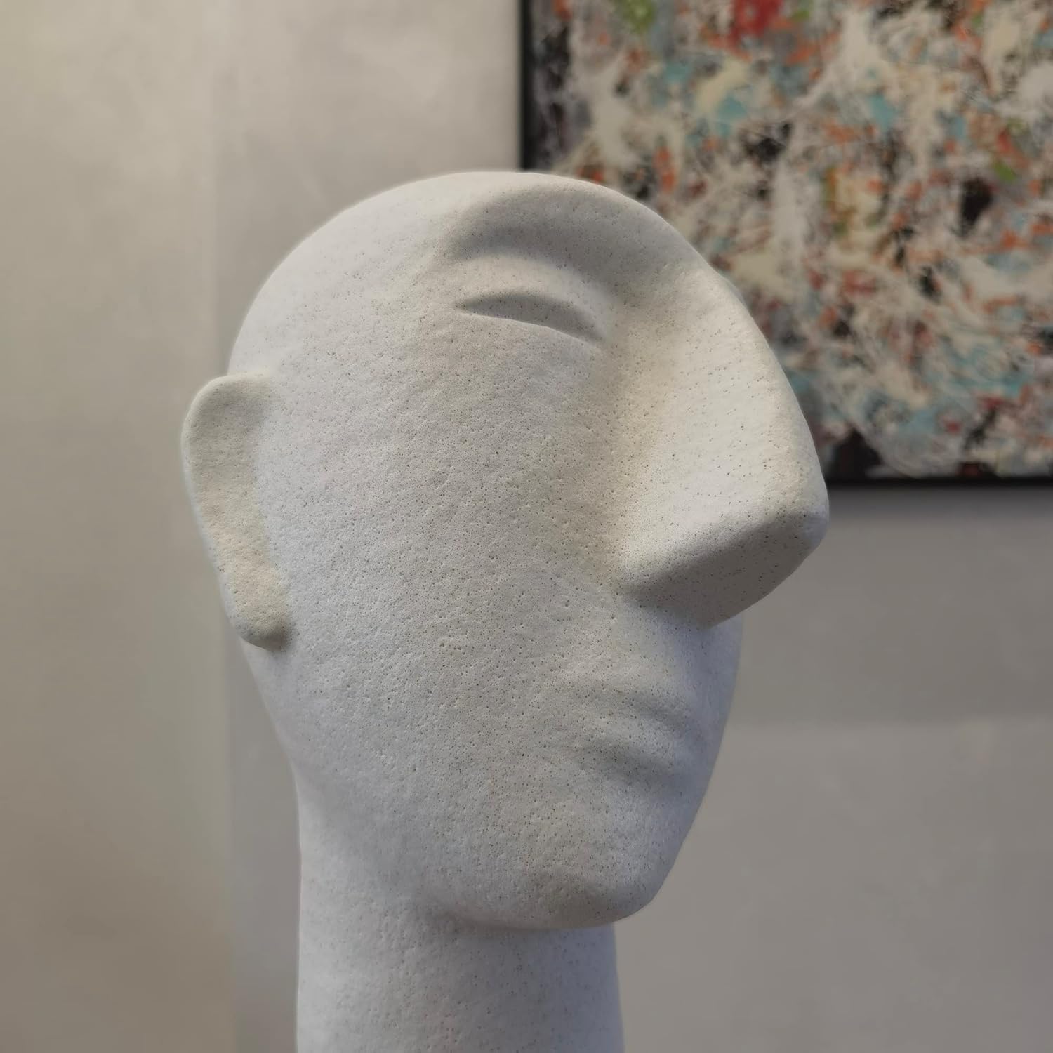 Abstract Ceramic Head Sculpture 14 Inch Home Decor