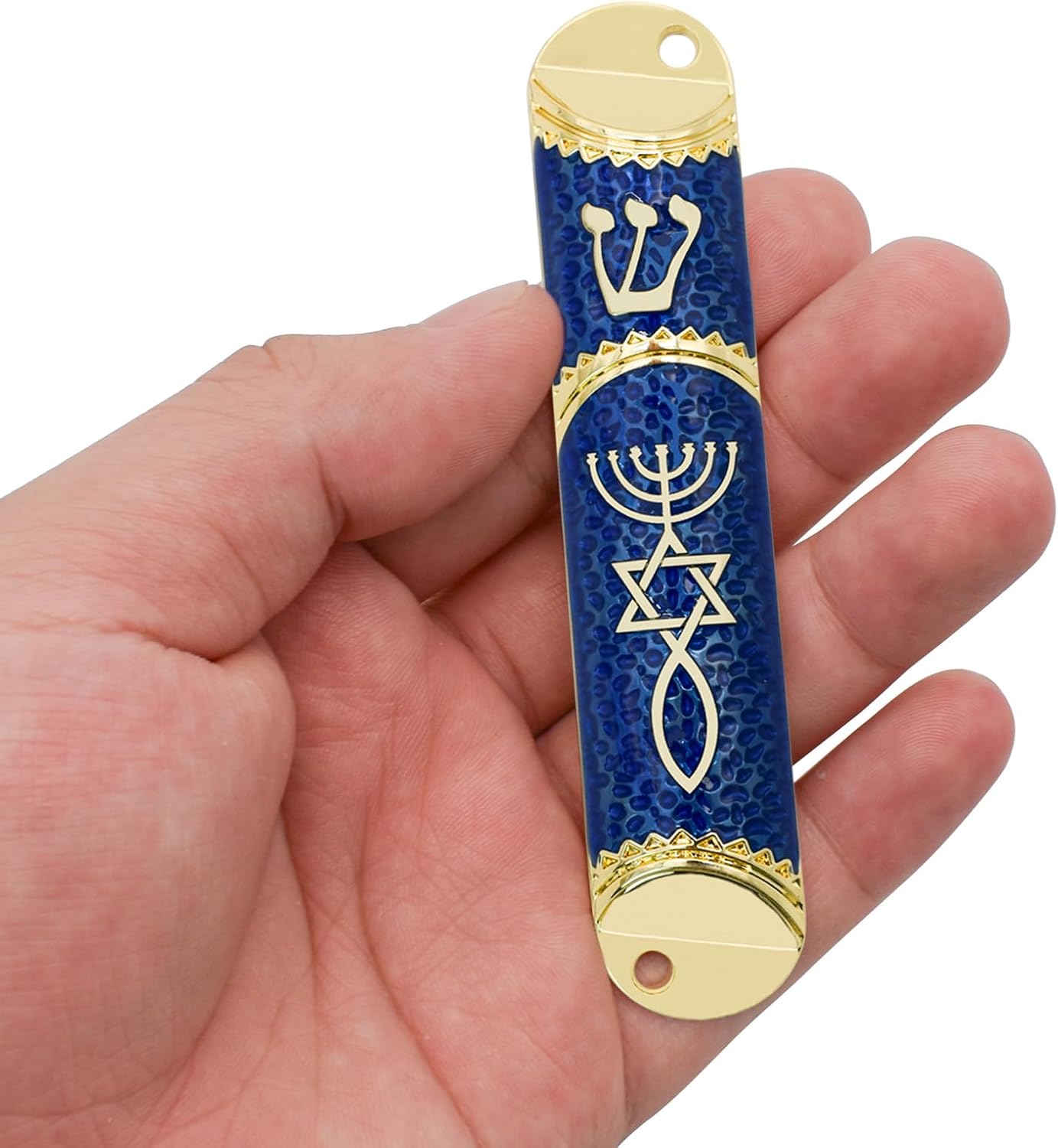MrMrKura Blue Mezuzah with Scroll for Door Frame