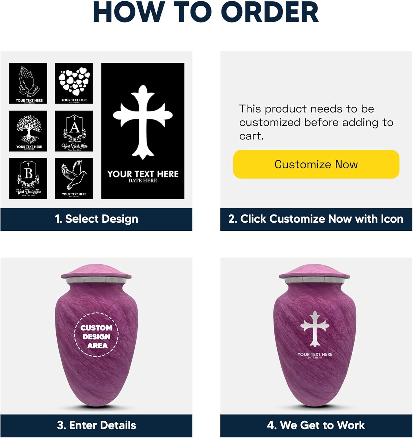 Custom Large Cremation Urn with Funny Design - 200 Cubic Inch Pink