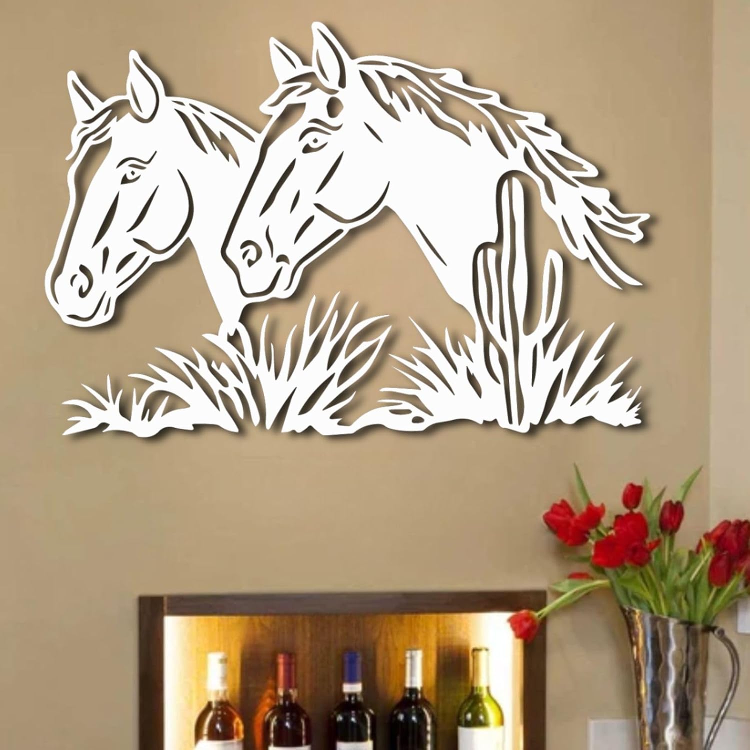 ENJOYOO Metal Horse Wall Art Sculpture 24x16in
