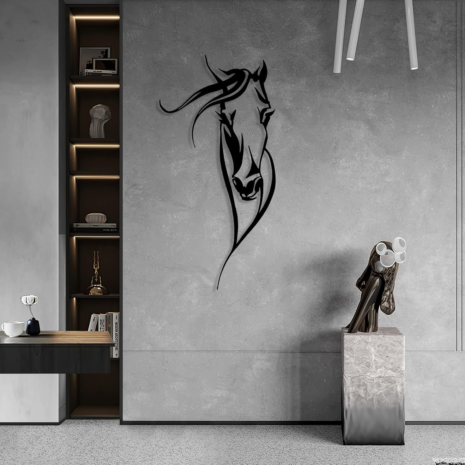 Gold Horse Wall Sculpture 35x17 Inches Decor