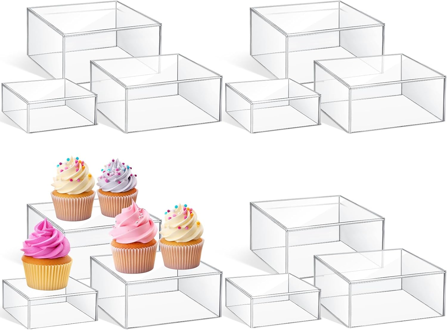 Jerify 12 Pcs Acrylic Risers for Buffet Display