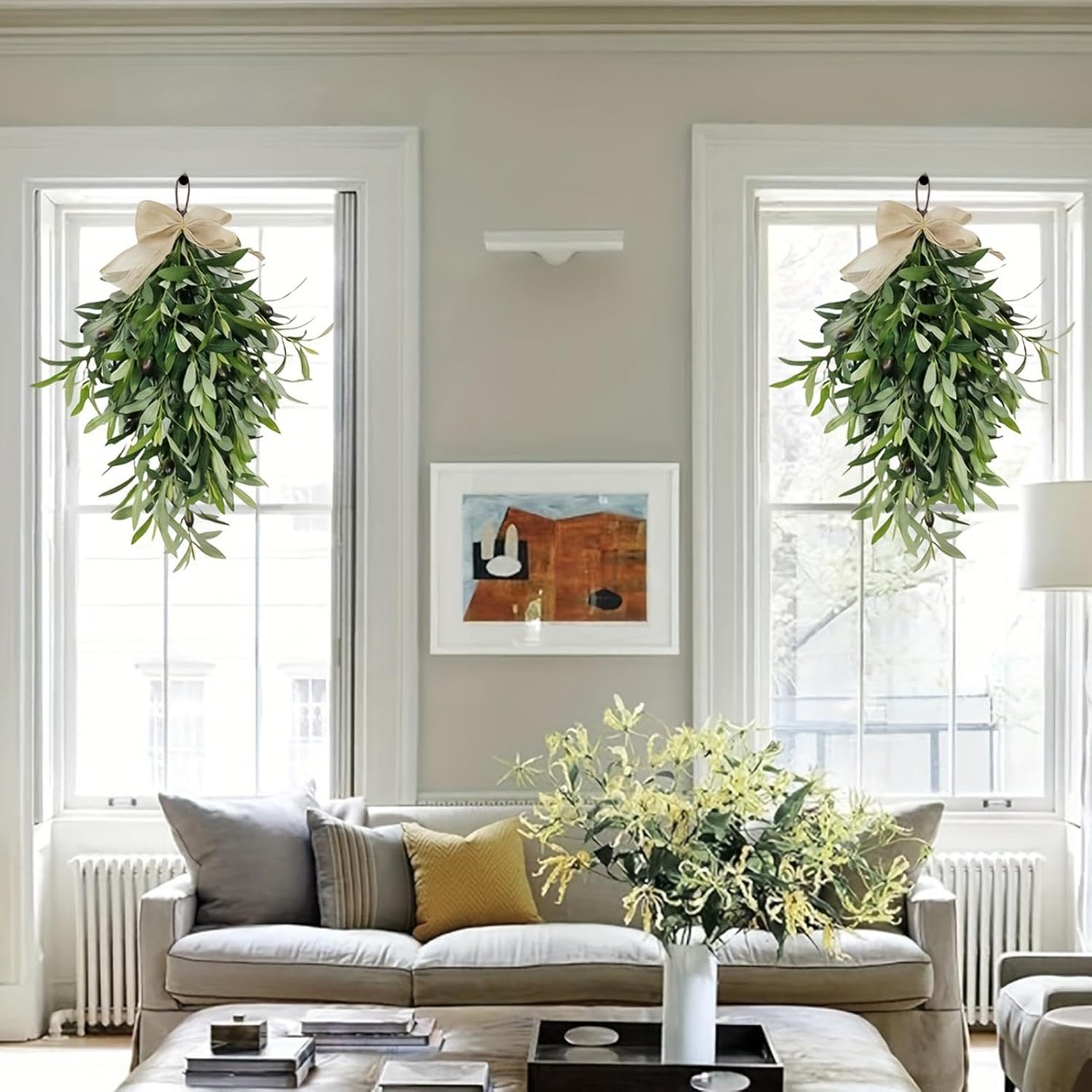 60cm Artificial Olive Teardrop Wreath Decor