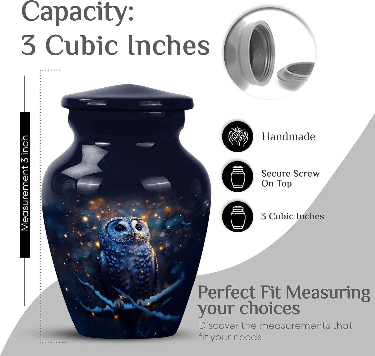 Blue Owl Mini Cremation Urn for Ashes - 3 Inch 4 pcs