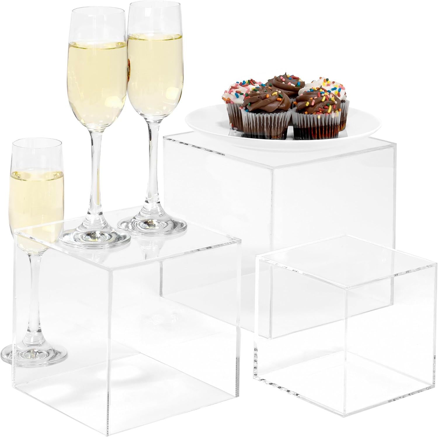 Red Co Clear Acrylic Cube Display Riser Stands 3-Pack