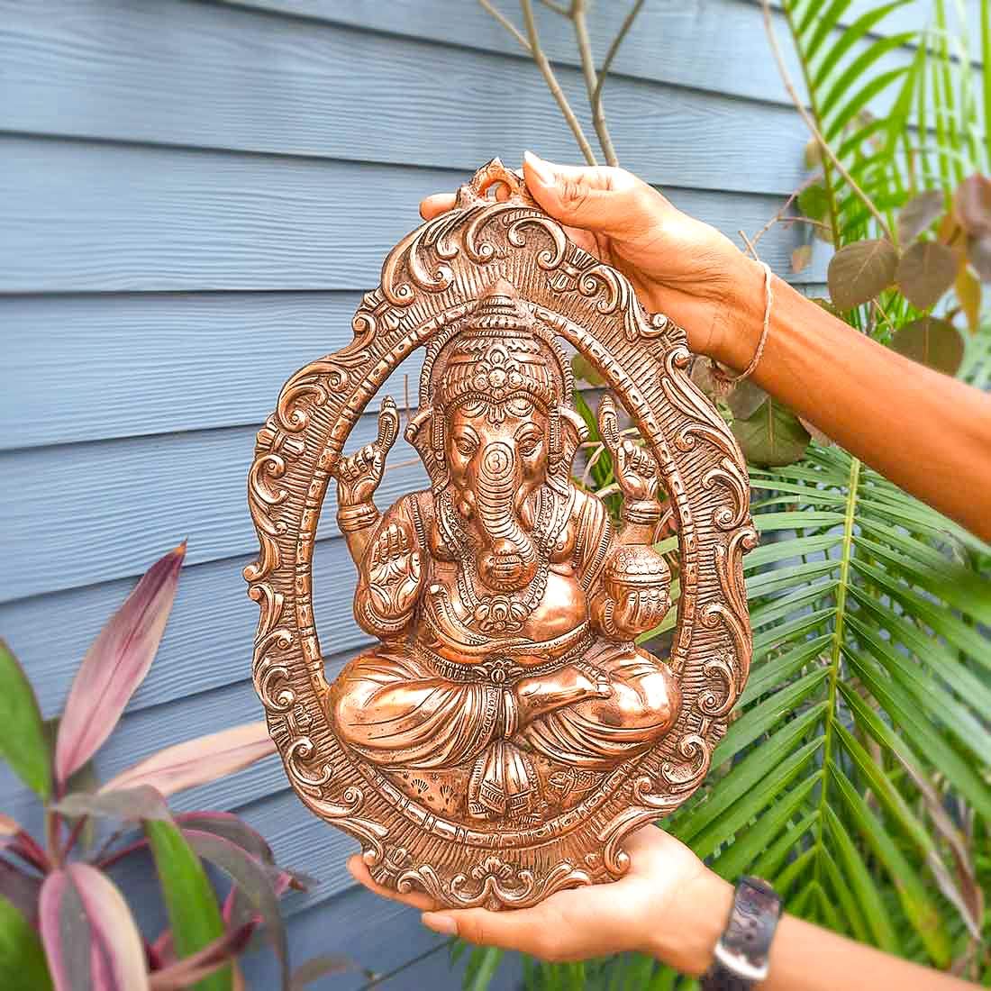 Apka Mart Lord Ganesha Wall Hanging - 16 Inch Copper
