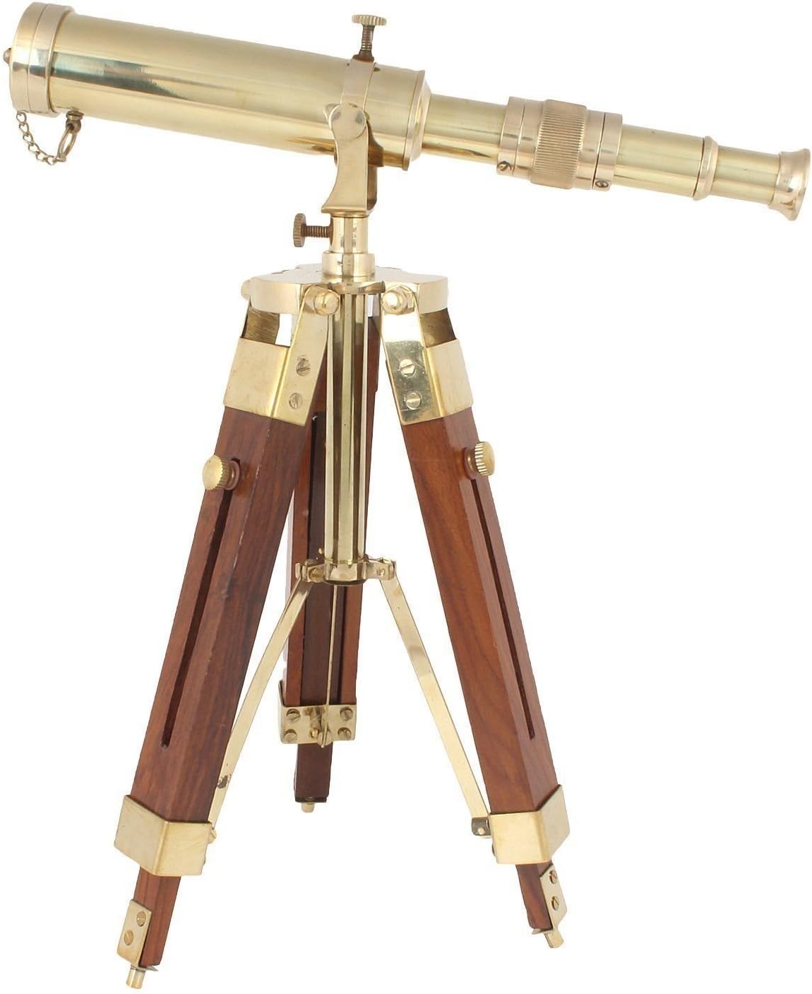 Mahira Nautical Decorative Table Telescope with Wood Tripod