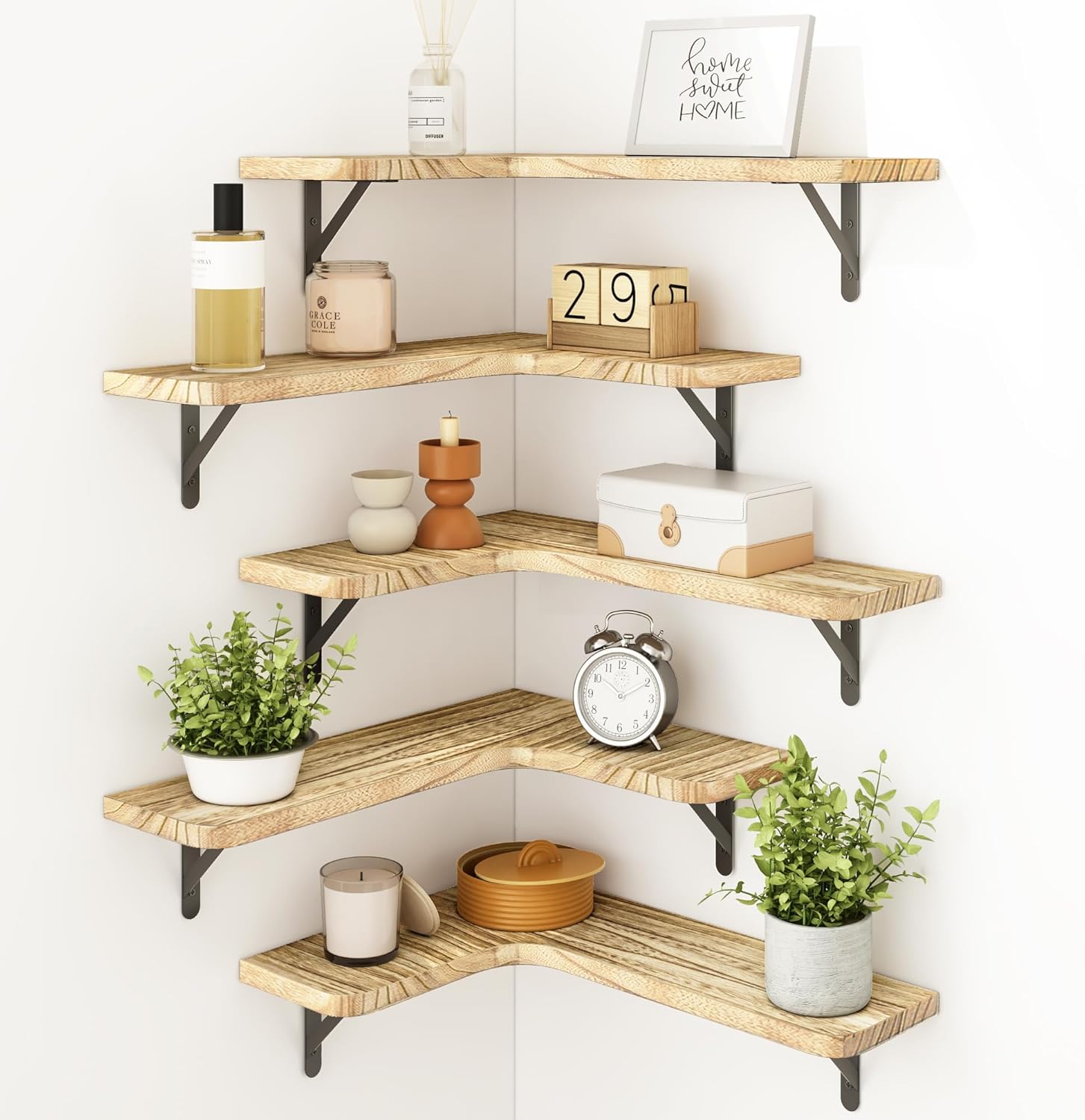 Fixwal Floating Shelves Set of 5 Carbonized Black