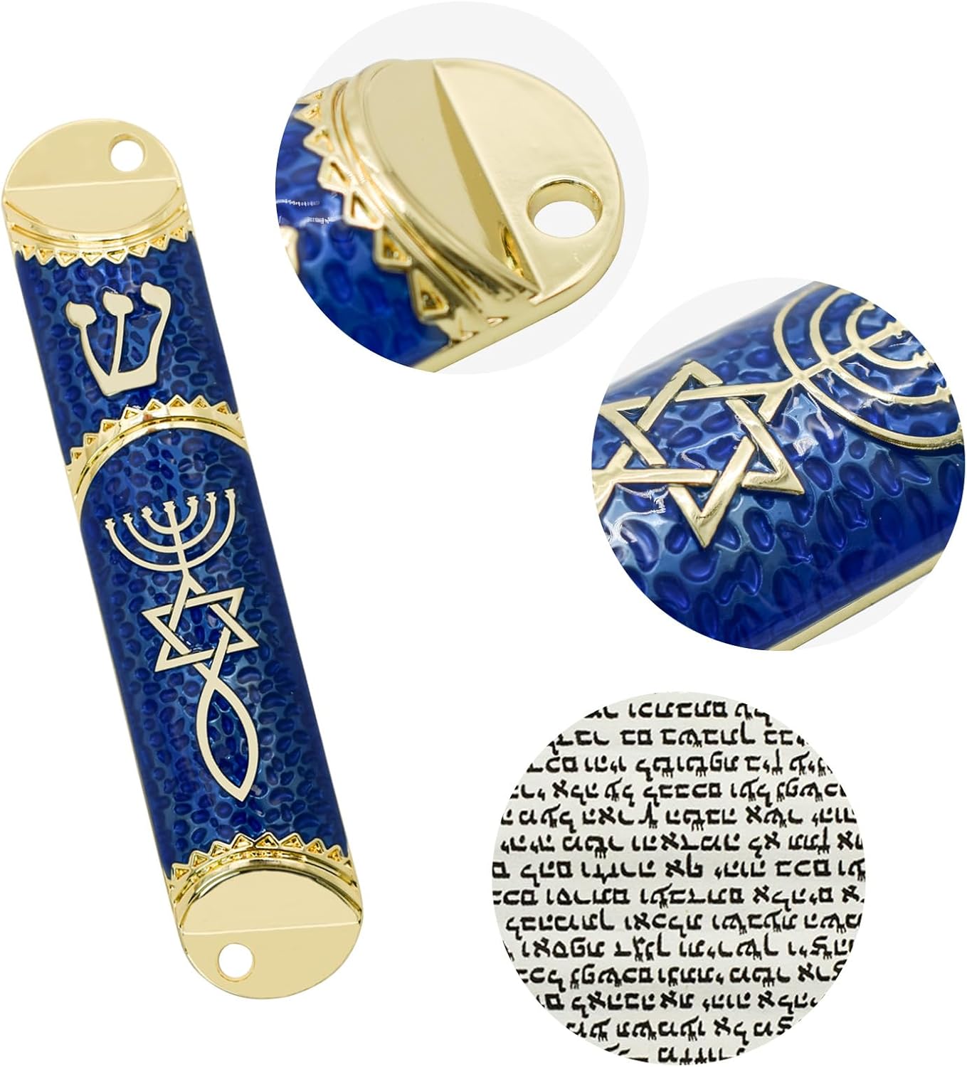 MrMrKura Blue Mezuzah with Scroll for Door Frame