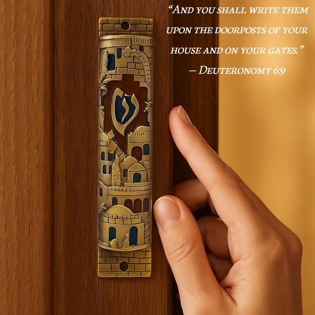 TALISMAN4U Gold Enamel Mezuzah Case with Scroll