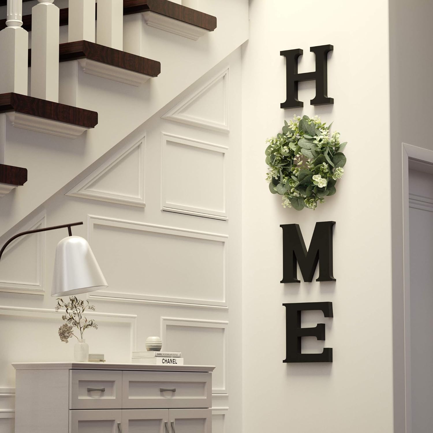 Wooden Home Sign with Wreath Wall Decor