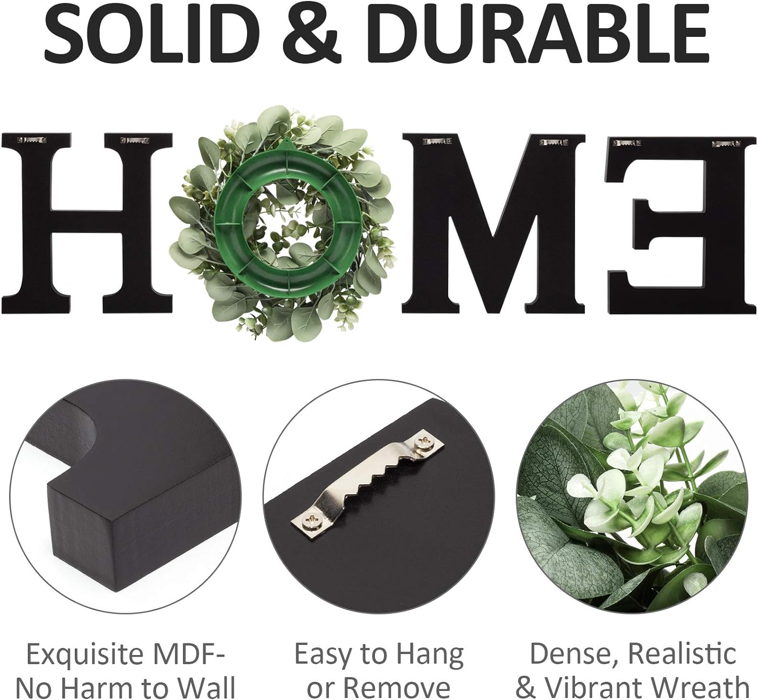 Wooden Home Sign with Wreath Wall Decor