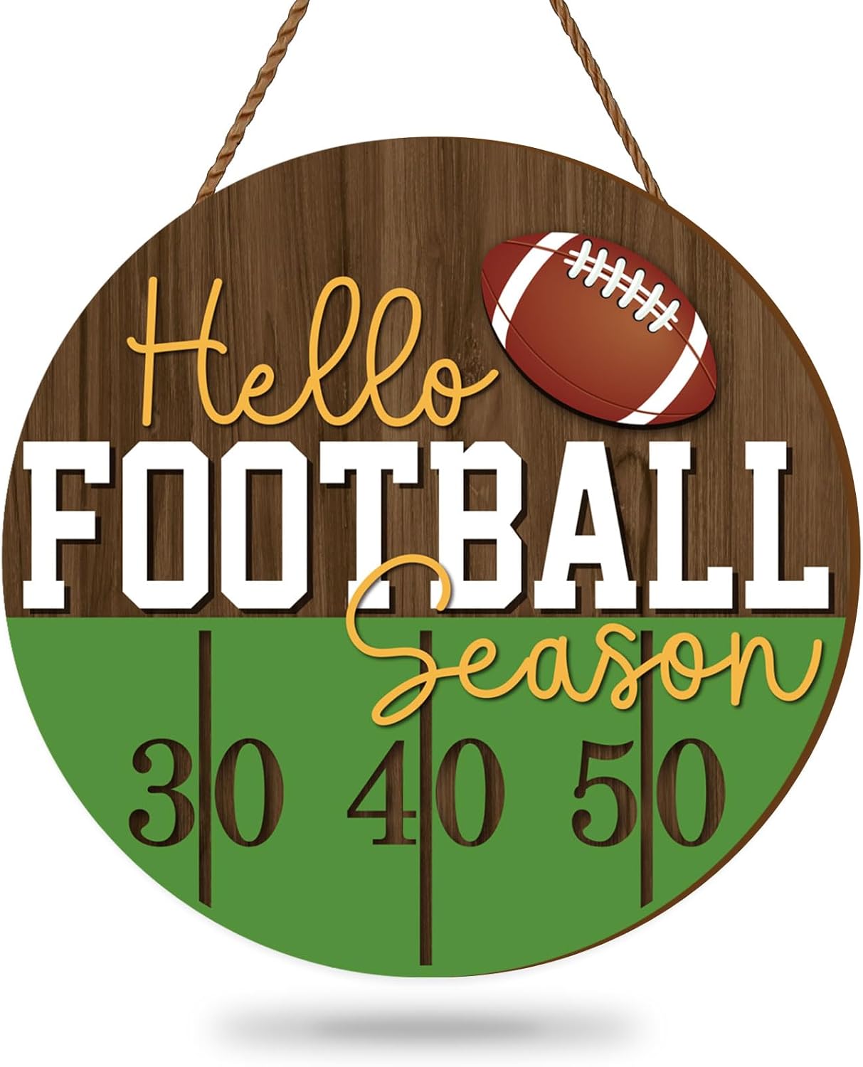 Whaline Football Wooden Wall Sign Hello Football Season Decor
