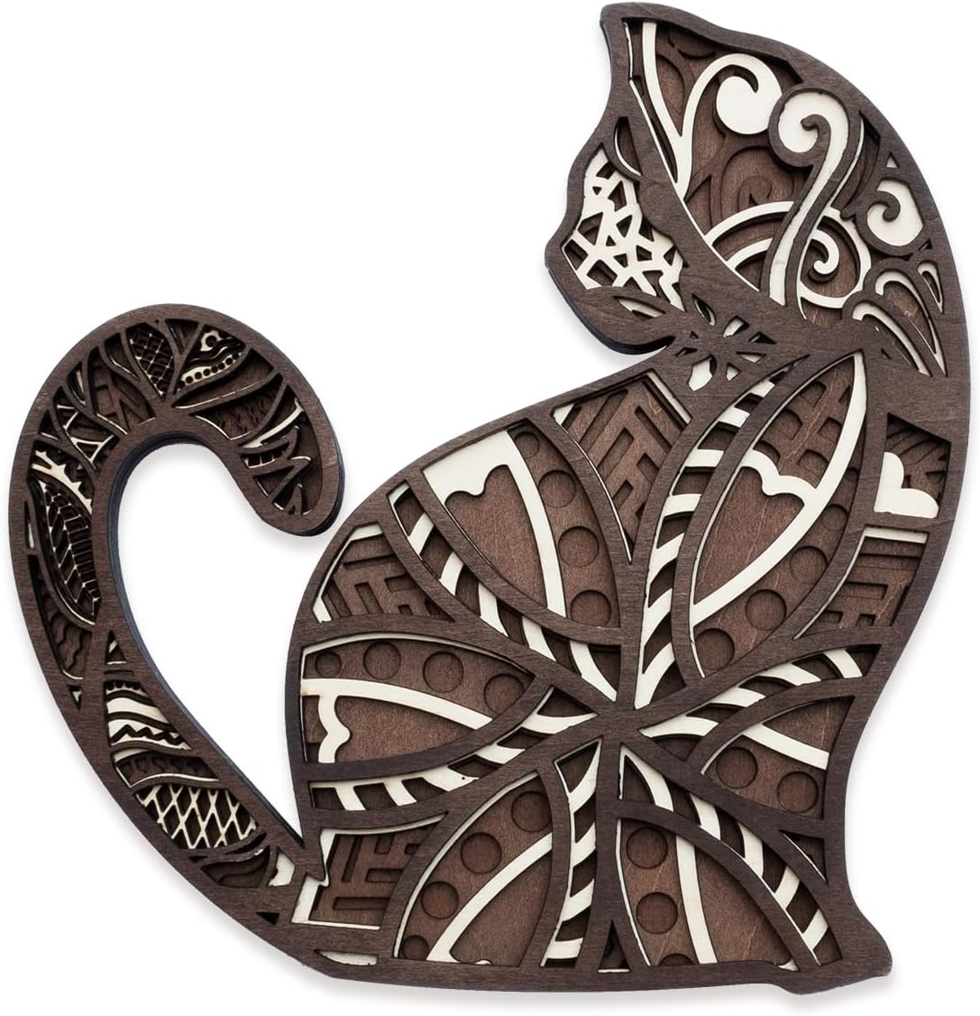 INSOVITA Wooden Cat Decor Wall Art 8 Inches Tall