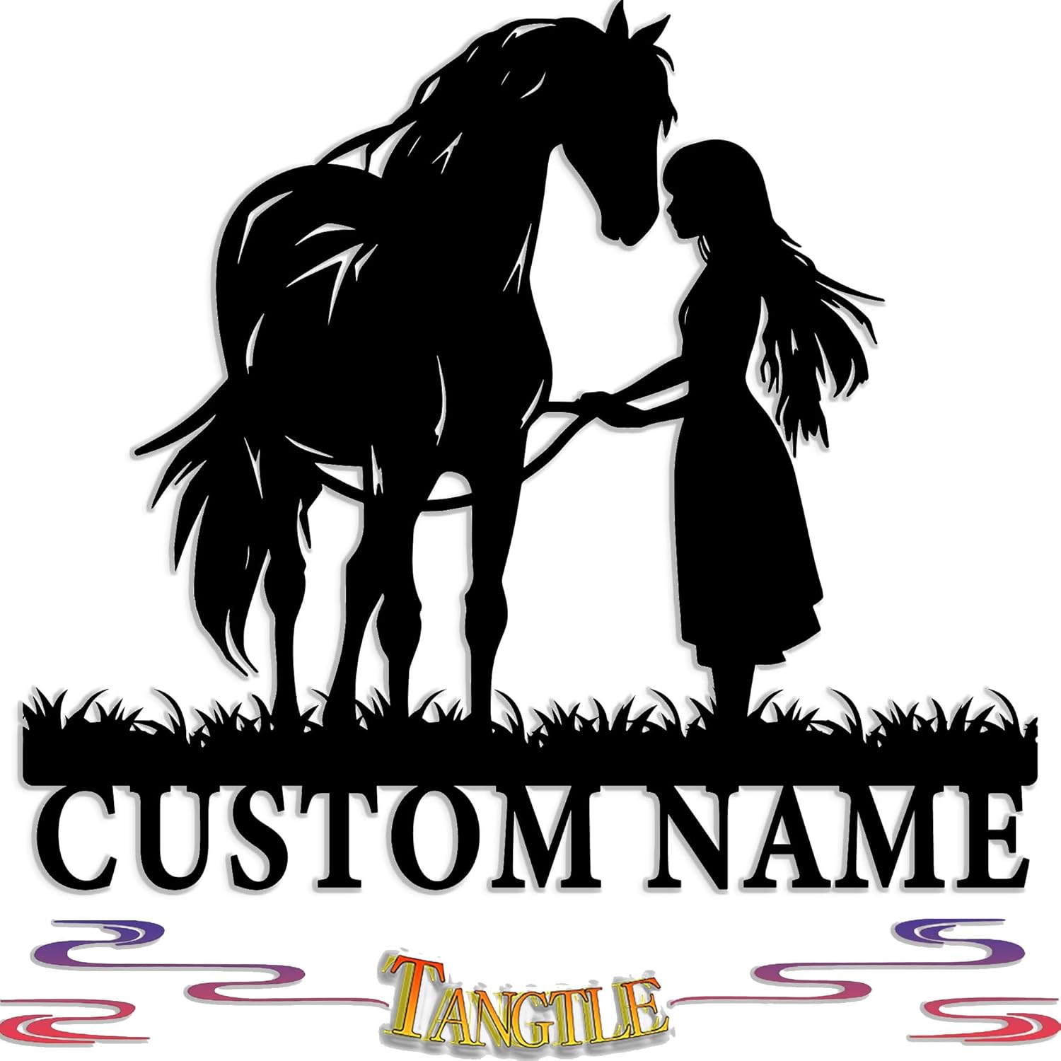Gotstorms Customizable Horse Silhouette Wall Art with Name Plate