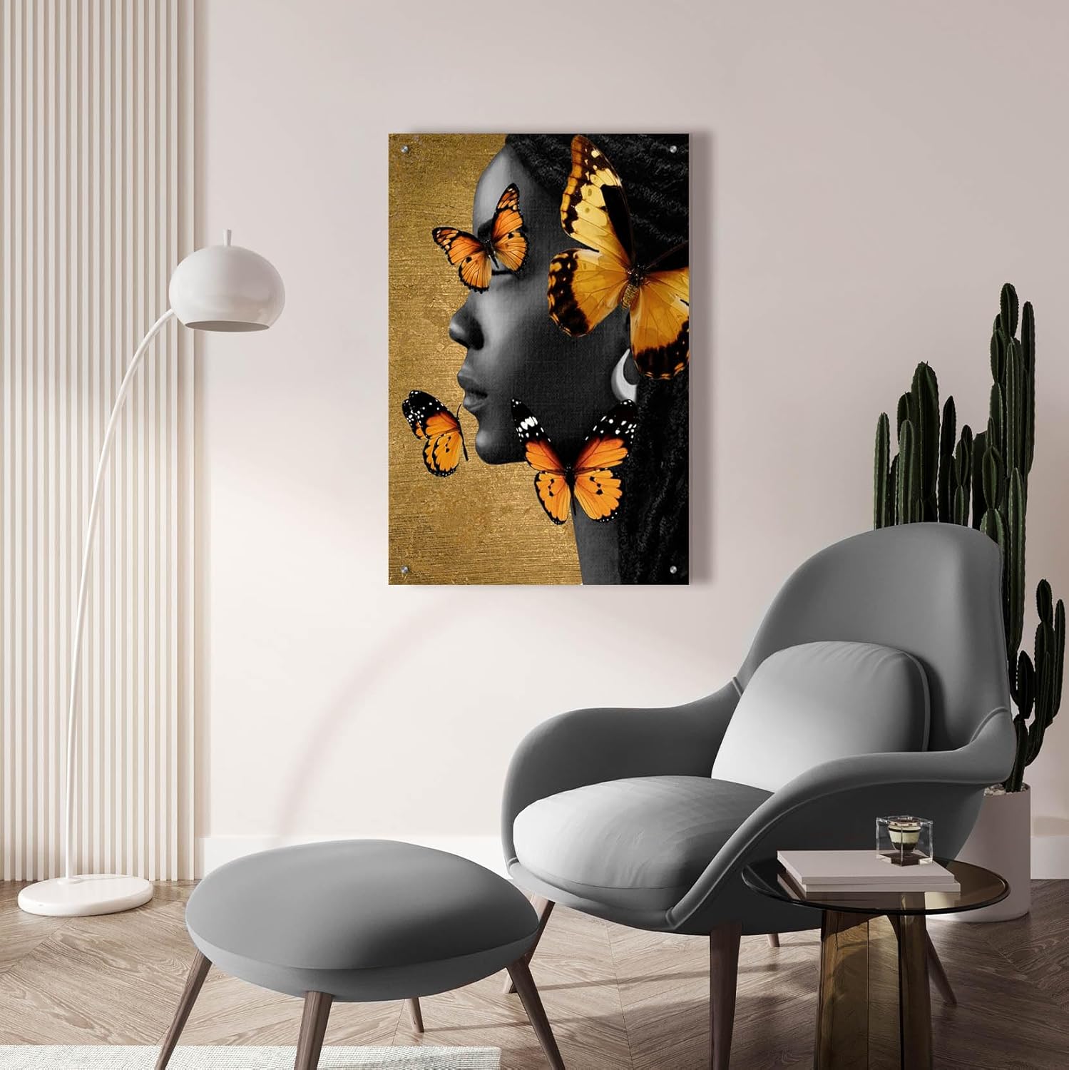 Epic Art Monochrome Golden Butterfly 1 Acrylic Wall Art 24x36