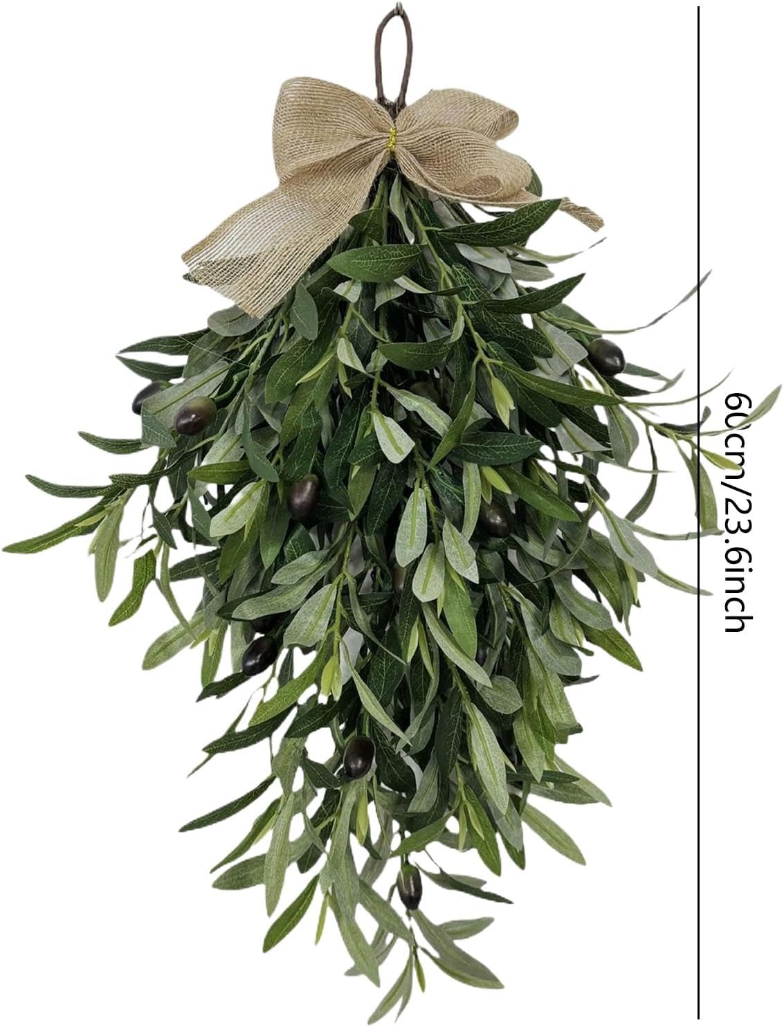 60cm Artificial Olive Teardrop Wreath Decor