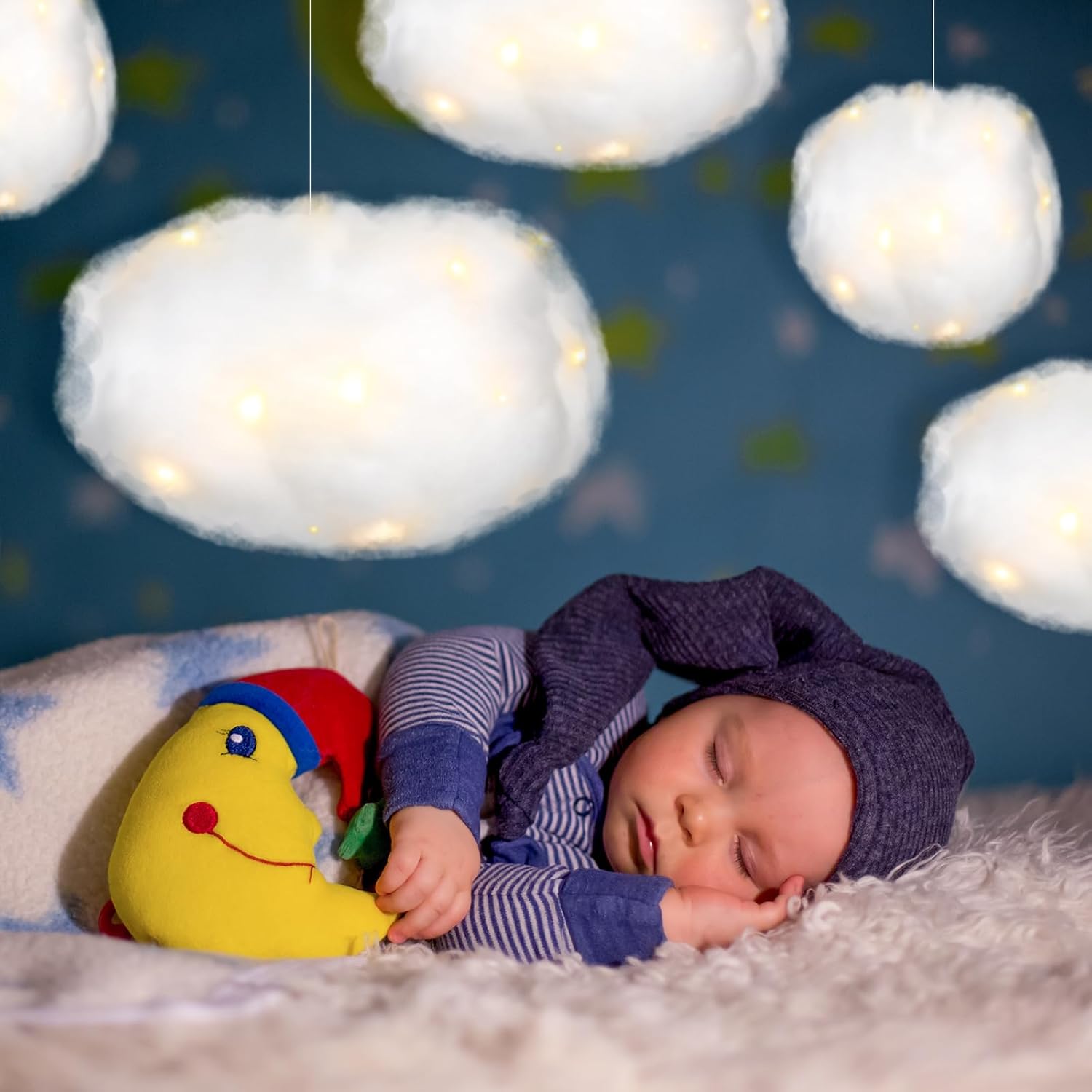 Tatuo 6 Pcs LED Cloud Hanging Decorations for Home