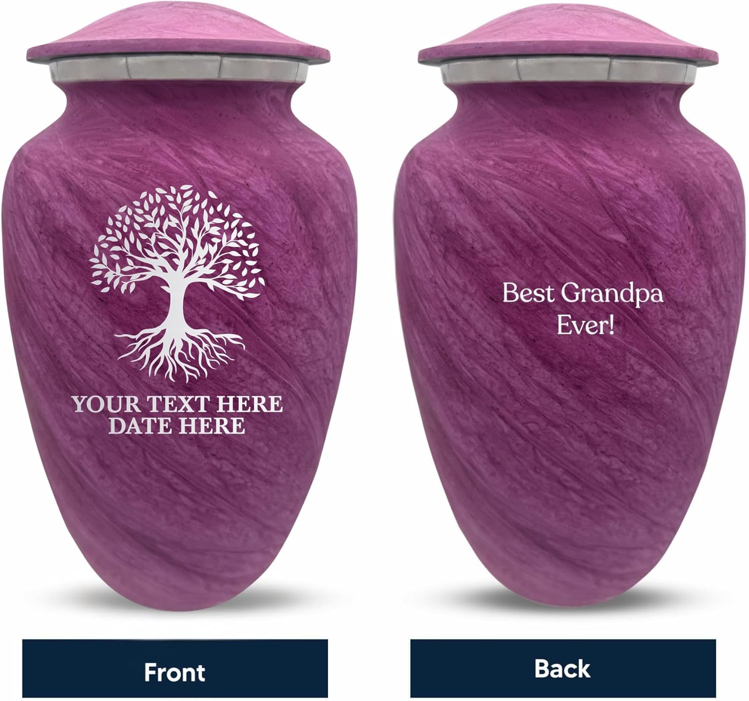 Custom Large Cremation Urn for Ashes - Personalized Tree of Life Design