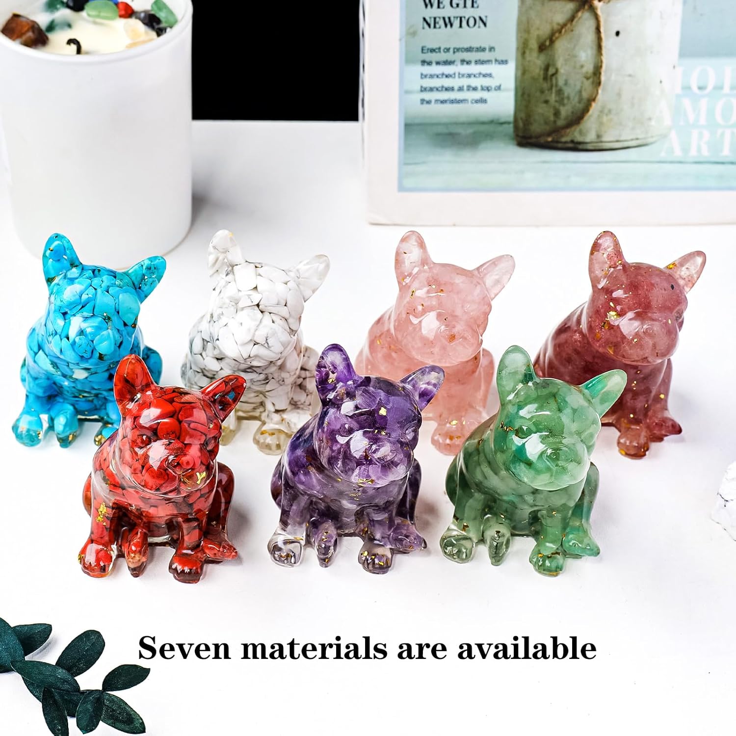 Crystal Resin French Bulldog Gravel Drop Figurine Set