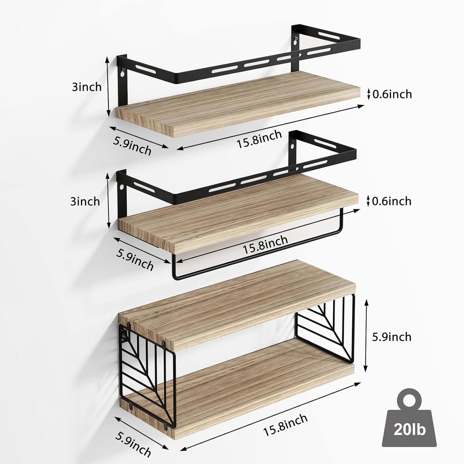Fixwal 31 Floating Wall Shelf with Towel Bar