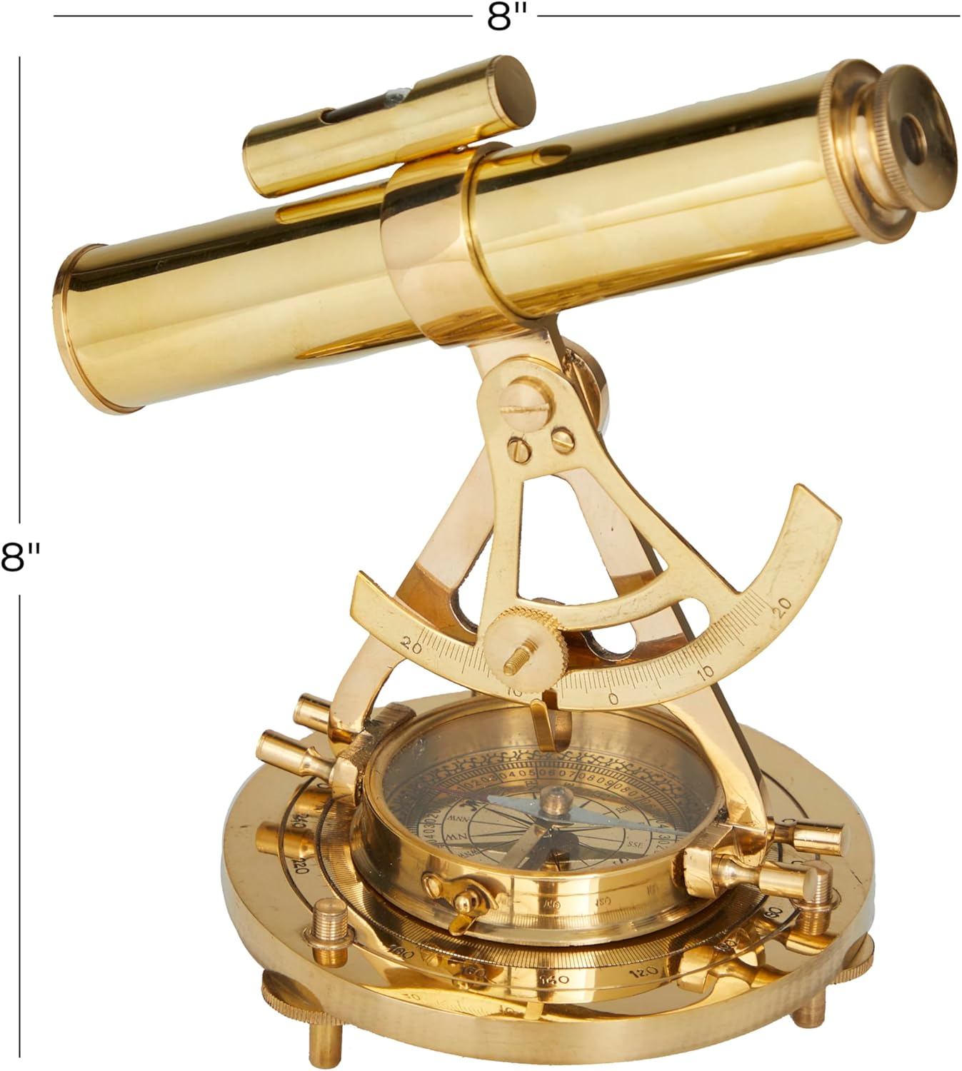 Deco 79 Metal Telescope with Compass Base