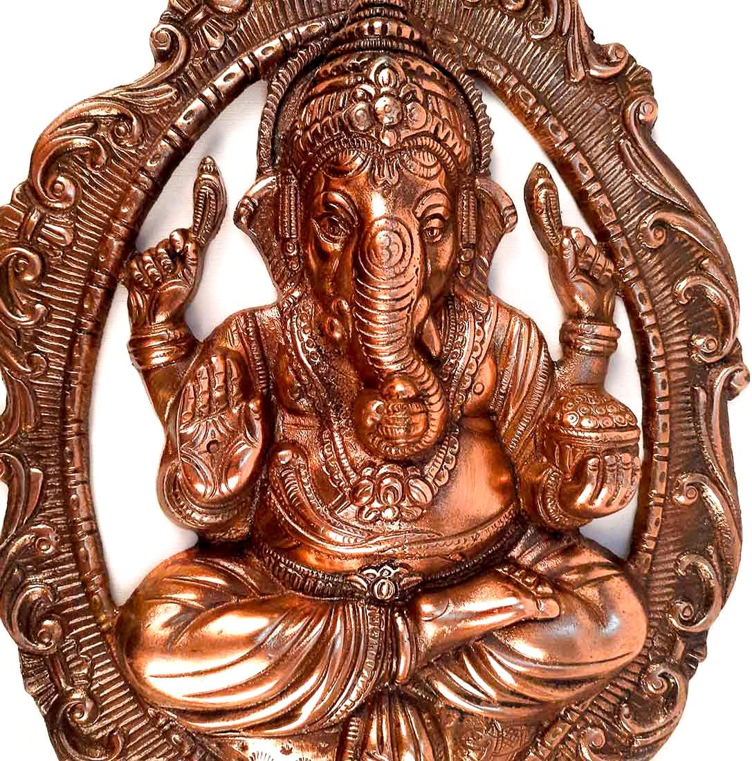 Apka Mart Lord Ganesha Wall Hanging - 16 Inch Copper