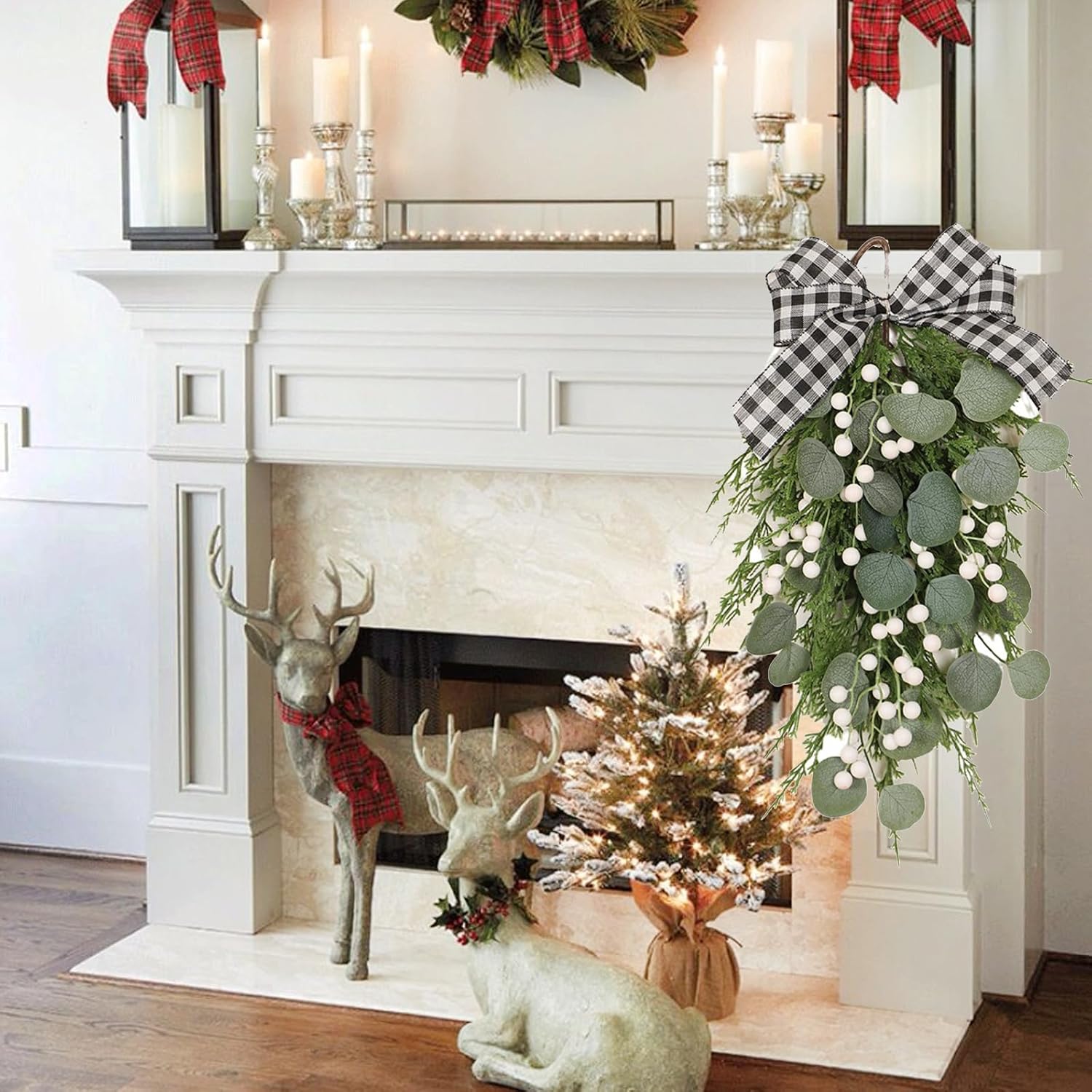 BestAlice 197 Inch Eucalyptus Swag with Bow Wall Hanging Decor