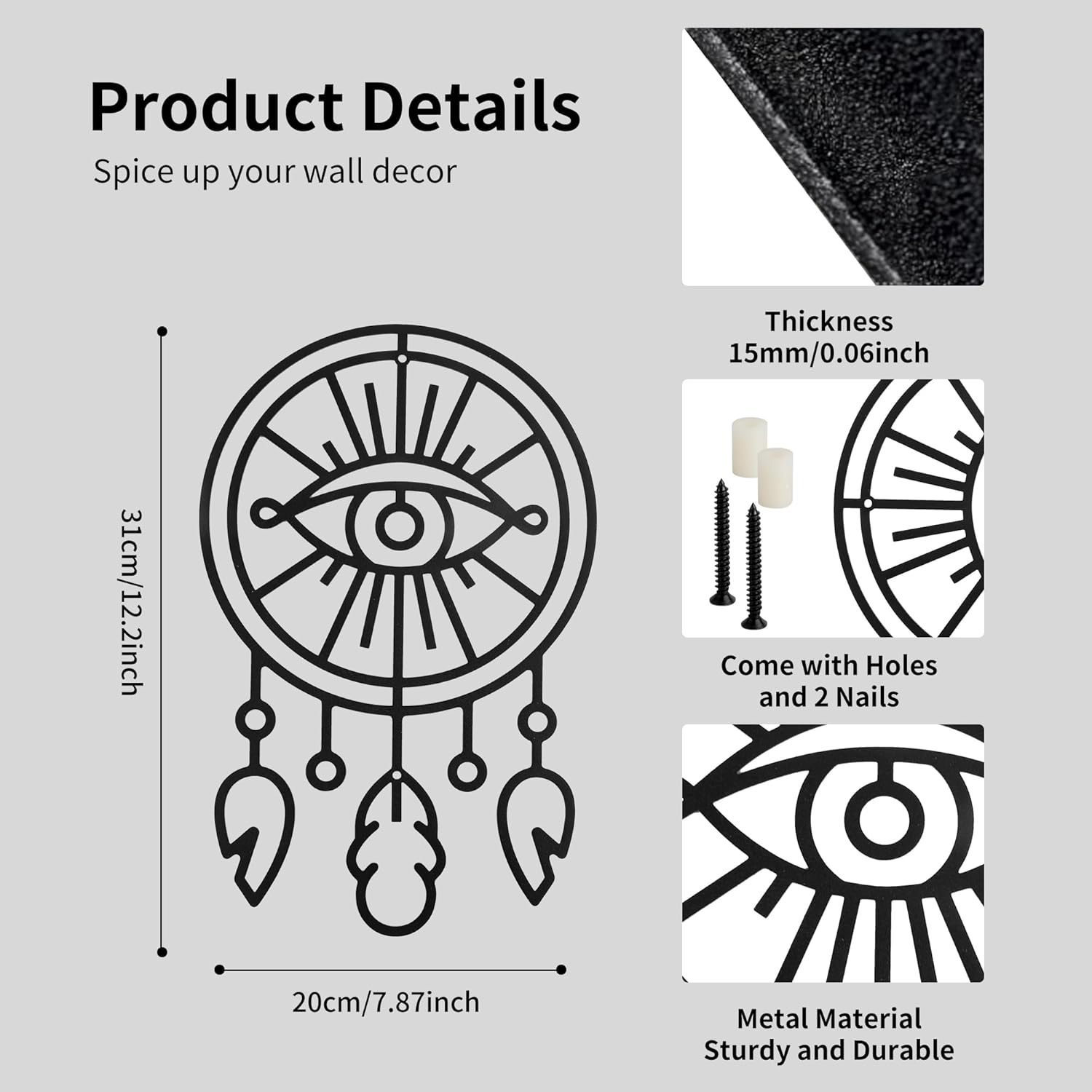GouZaak Black Dream Catchers Metal Wall Art