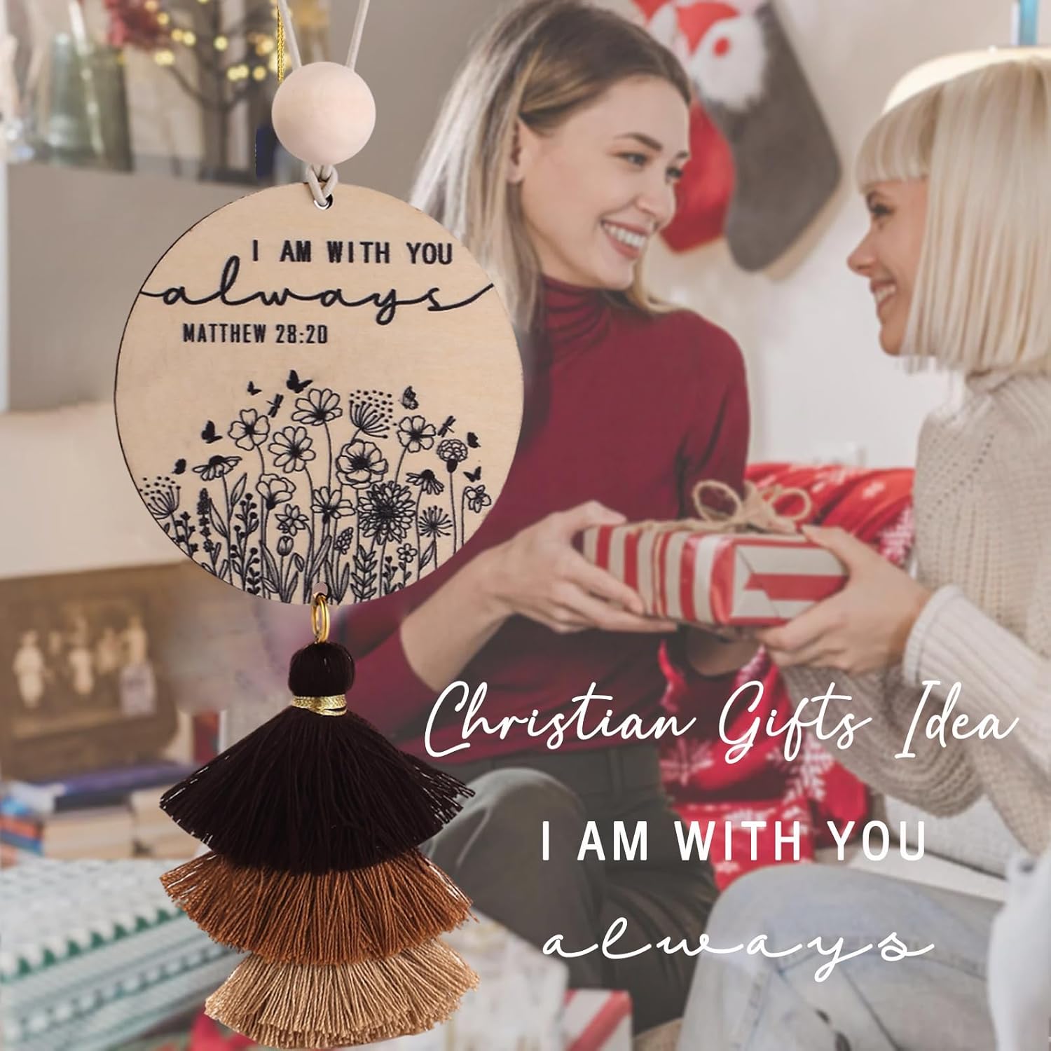 Christian Car Charm with Tassel for Women Men