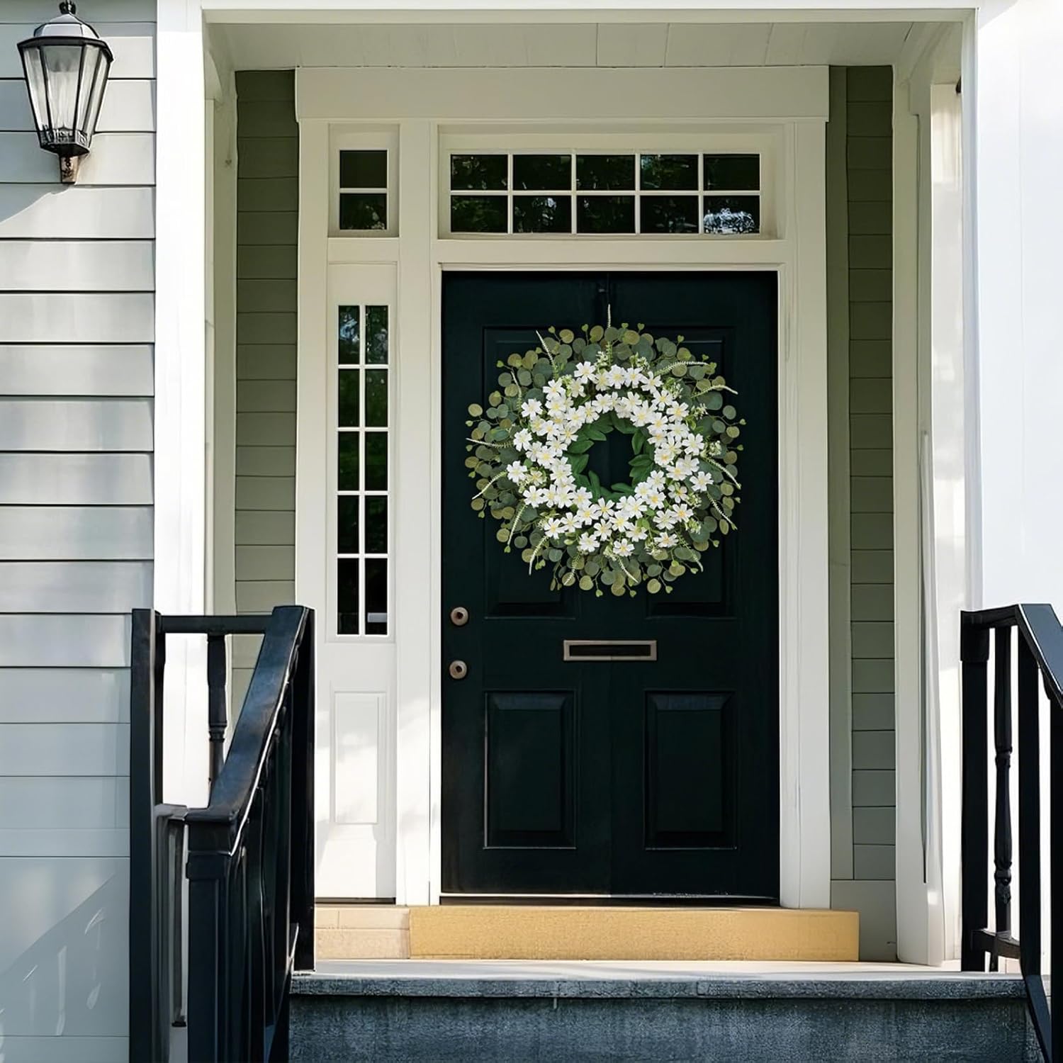 26 Inch Daisy Eucalyptus Wreath for Front Door