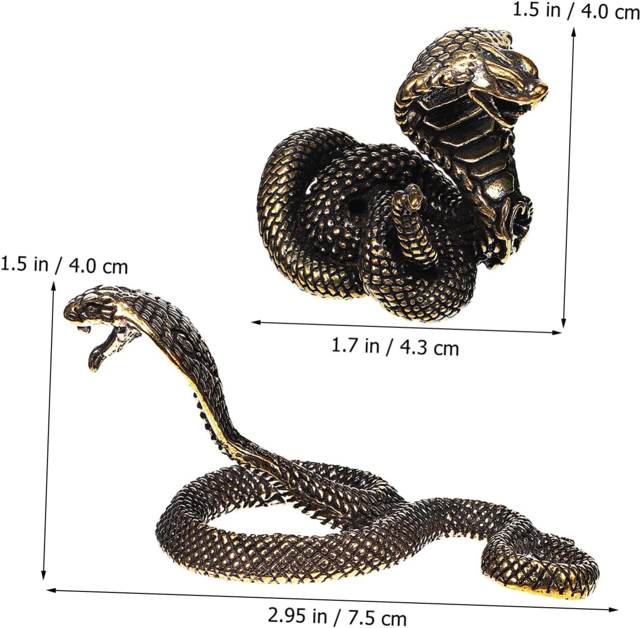 Wakauto 2pcs Brass Snake Figurine Realistic Decor