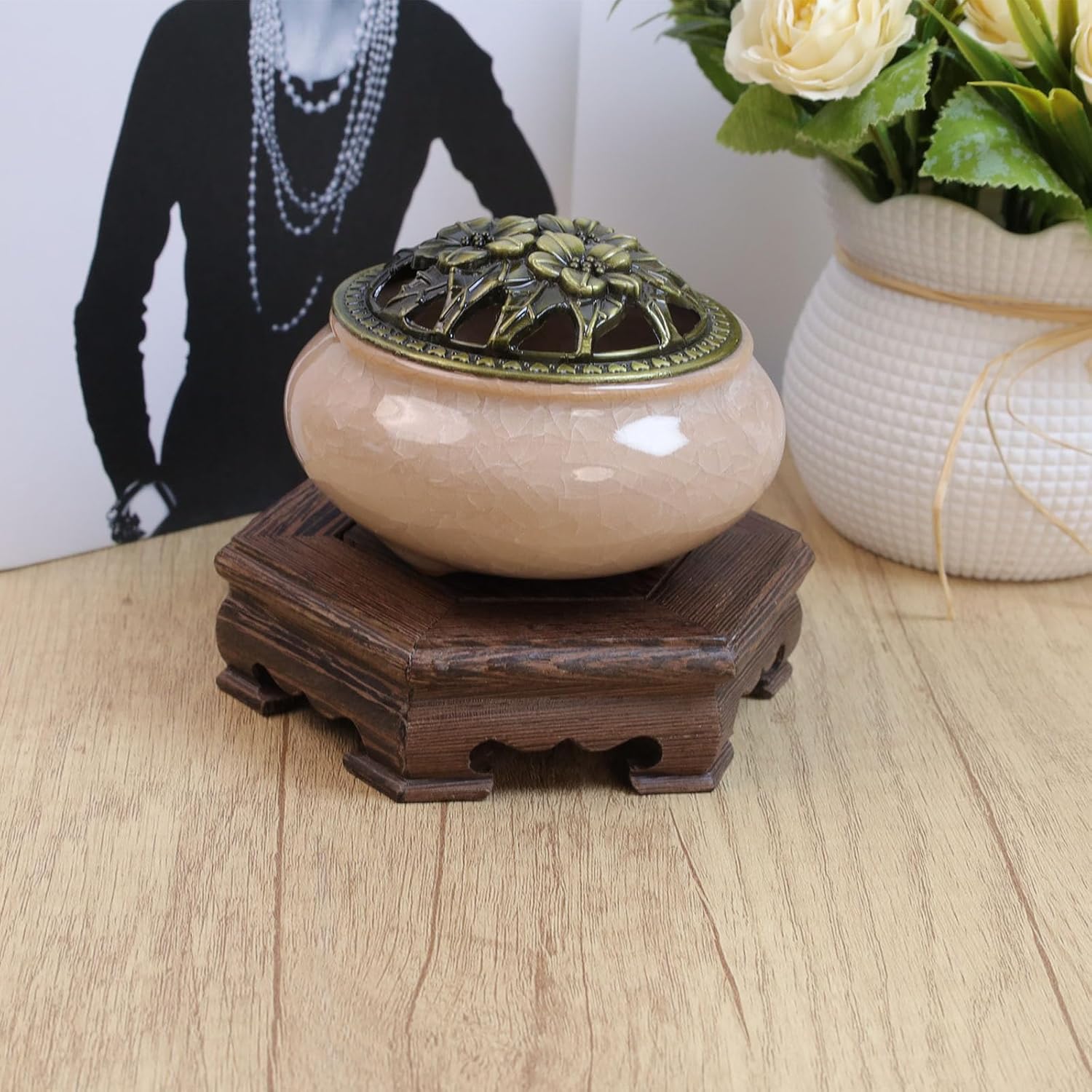Traditional Craft Wooden Display Stand Hex Pedestal